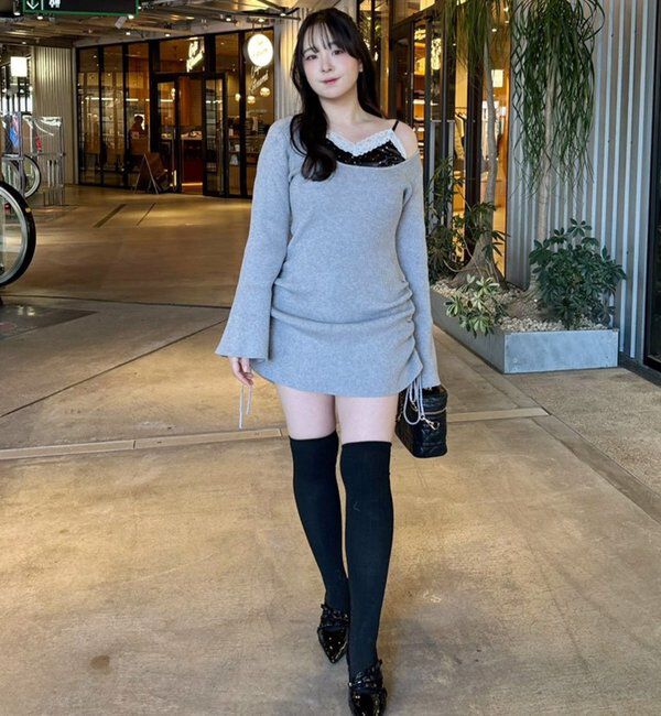  「【omiyu企画】レースサテンキャミSETニットミニワンピ」|その他|