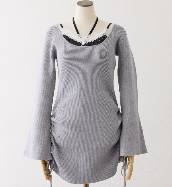  「【omiyu企画】レースサテンキャミSETニットミニワンピ」|その他|