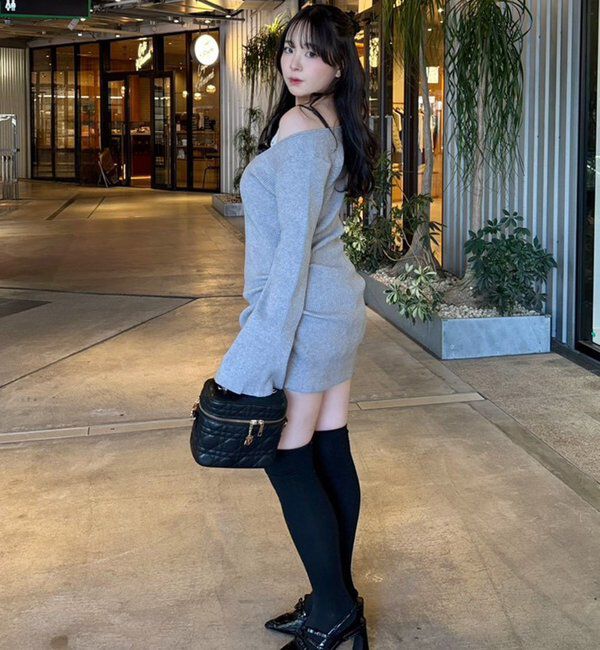  「【omiyu企画】レースサテンキャミSETニットミニワンピ」|その他|