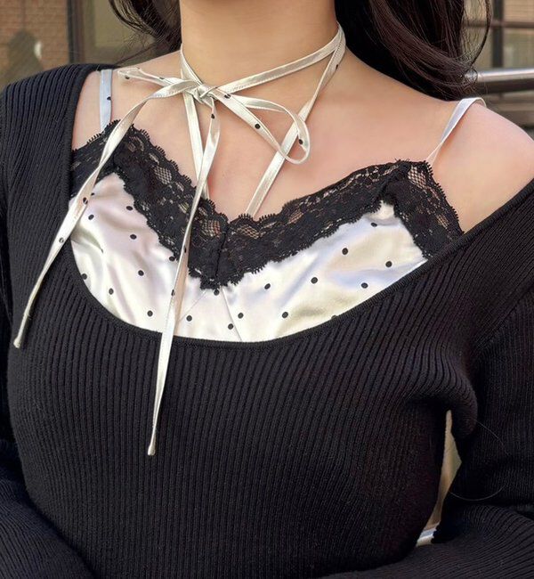  「【omiyu企画】レースサテンキャミSETニットミニワンピ」|その他|