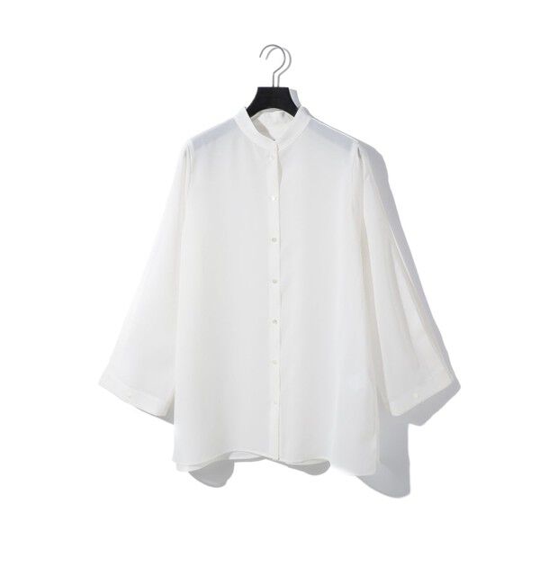 MIDIUMISOLID「MIDIUMISOLID for Ladies フレアスリーブシアーシャツ」|シャツ・ブラウス|オフホワイト