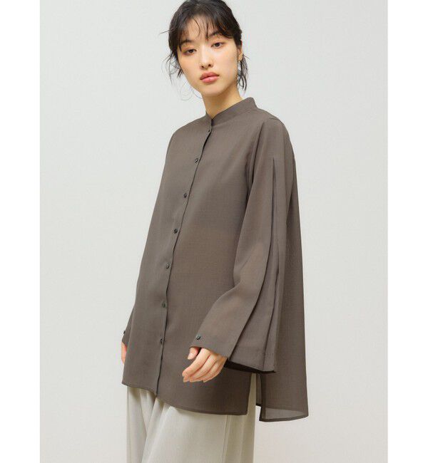 MIDIUMISOLID「MIDIUMISOLID for Ladies フレアスリーブシアーシャツ」|シャツ・ブラウス|