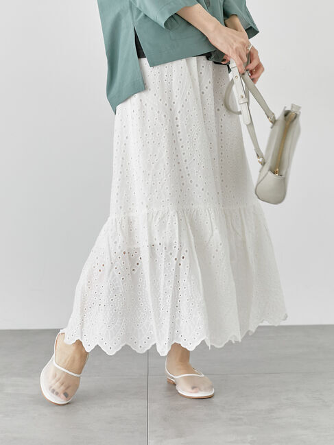 Lugnoncure「アイレットレーススカート」|スカート|オフホワイト