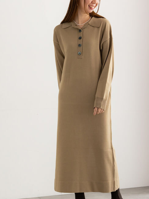 Te chichi「ニットポロワンピース《2025Autumn catalog vol.2 item》」|ワンピース|ベージュ