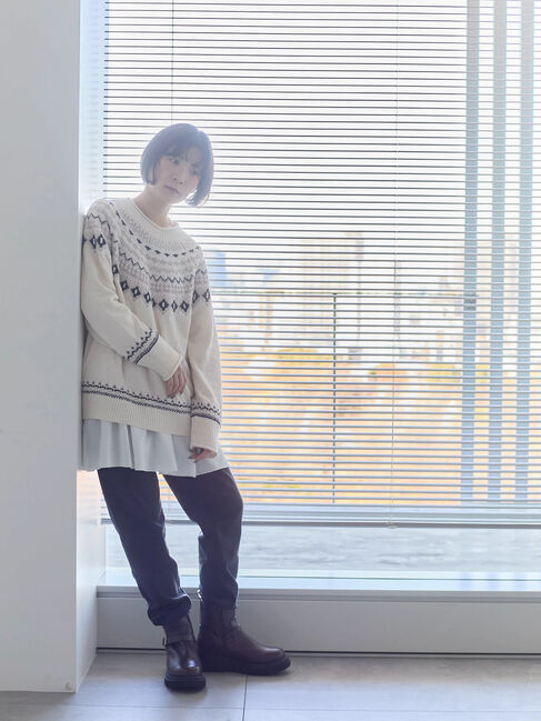 Samansa Mos2 blue「裏起毛ストレッチパンツ」|その他|