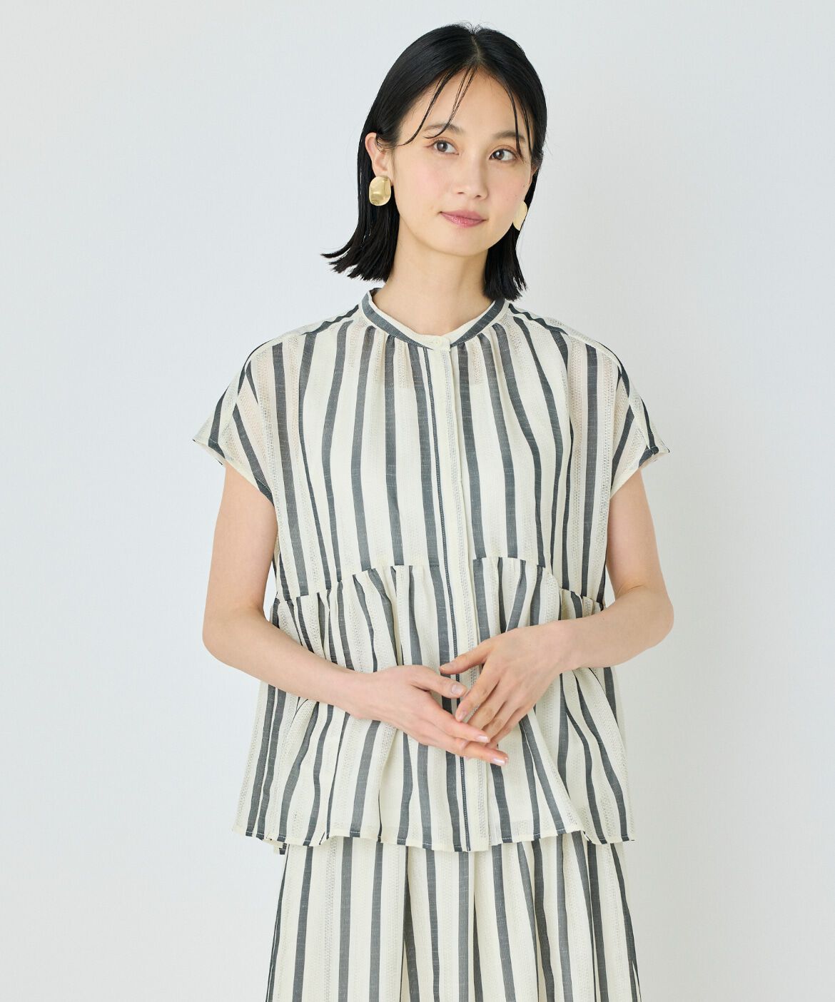 7-IDconcept.「カラミストライプブラウス」|シャツ・ブラウス|