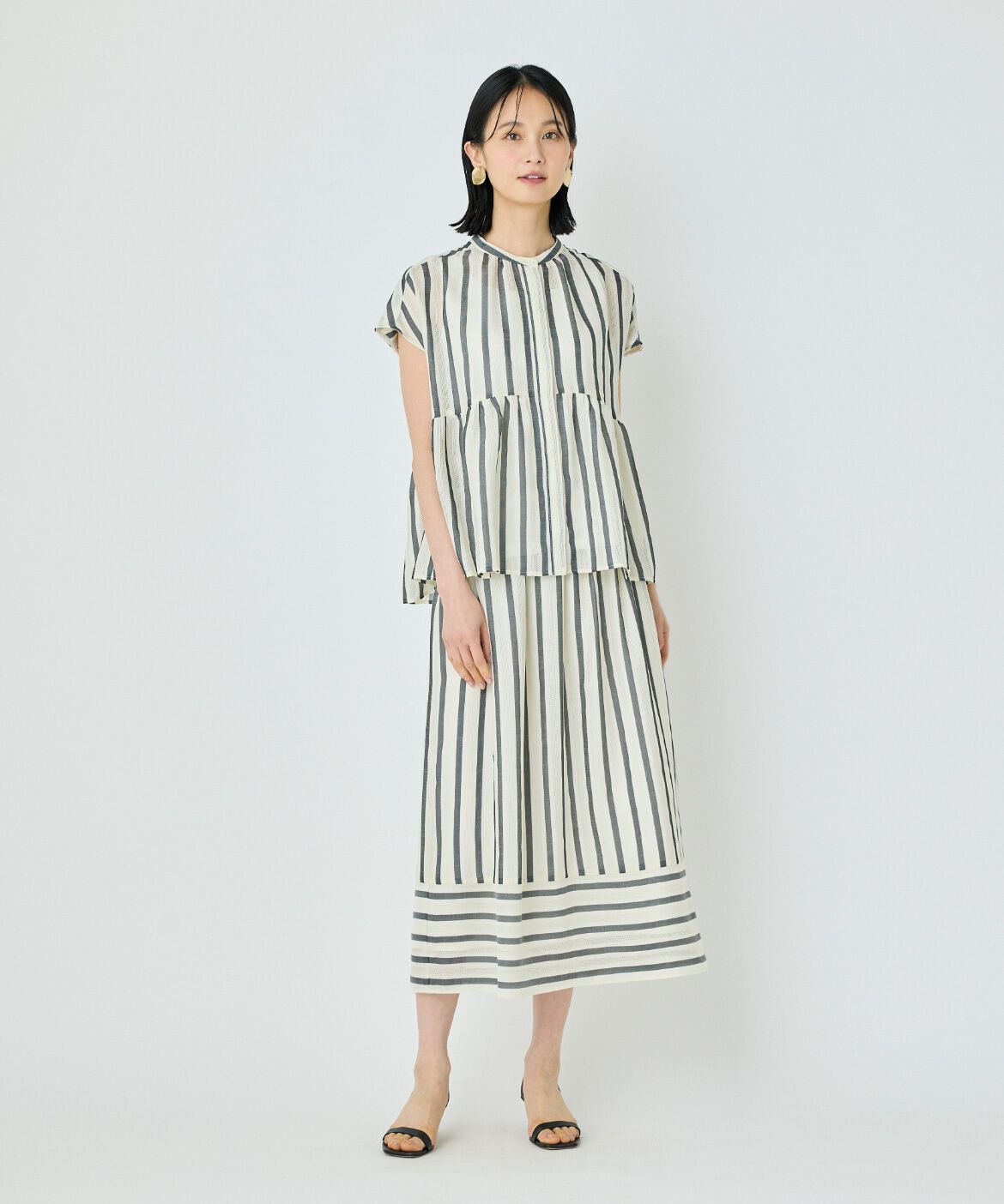 7-IDconcept.「カラミストライプブラウス」|シャツ・ブラウス|