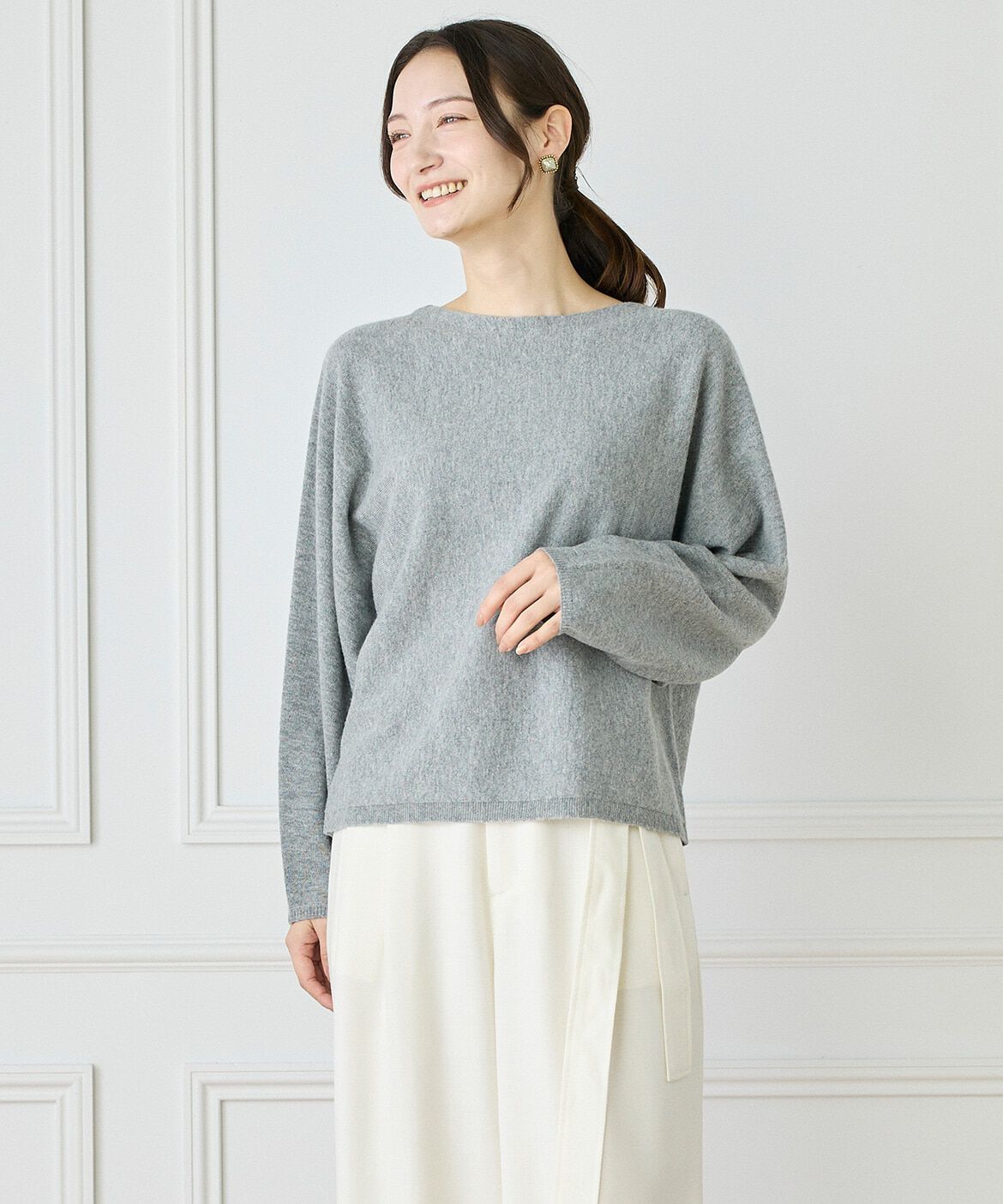 INED「《大きいサイズ》カシミヤ混ドルマンスリーブニット《WEB限定カラー》」|ニット・セーター|