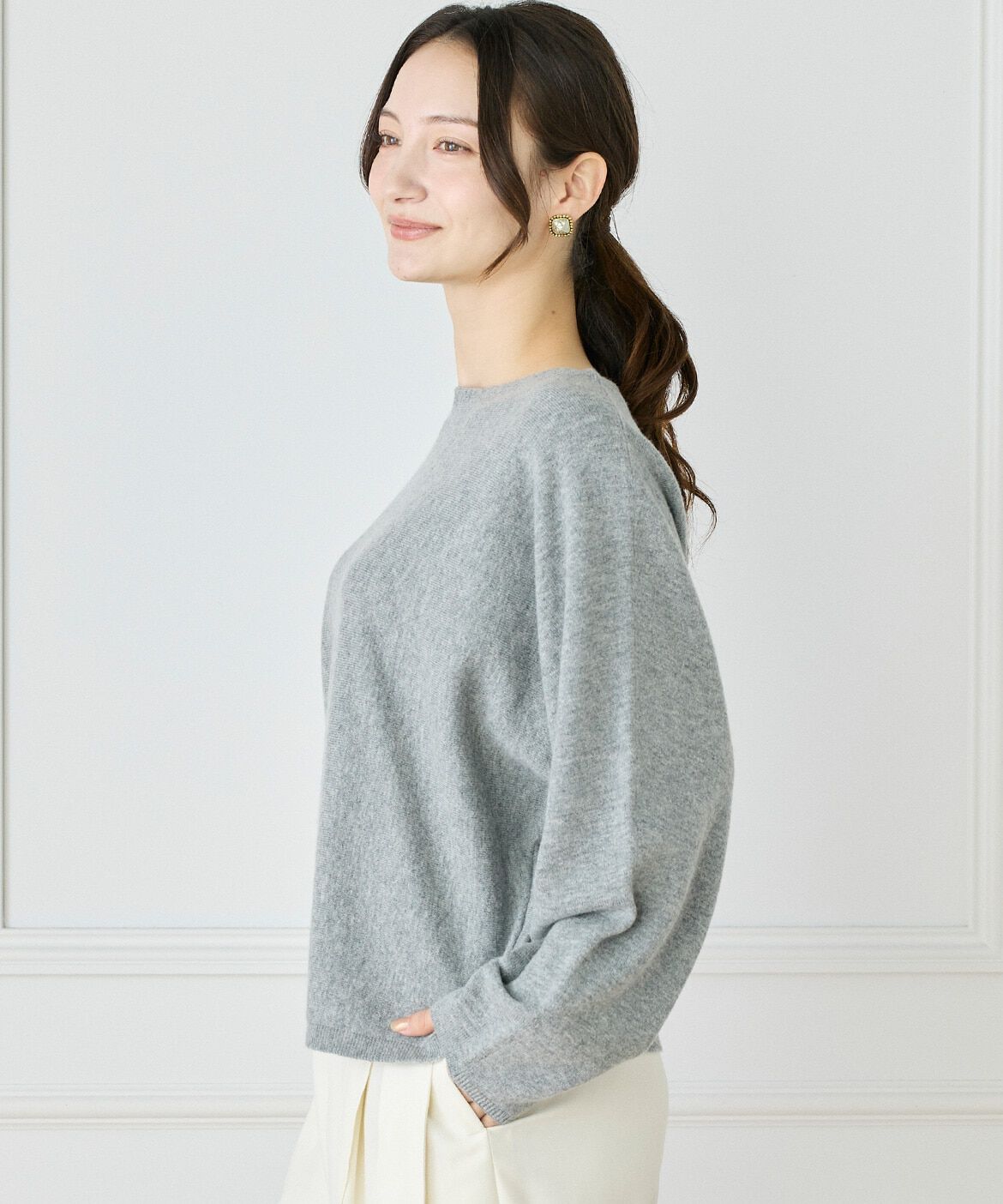 INED「《大きいサイズ》カシミヤ混ドルマンスリーブニット《WEB限定カラー》」|ニット・セーター|