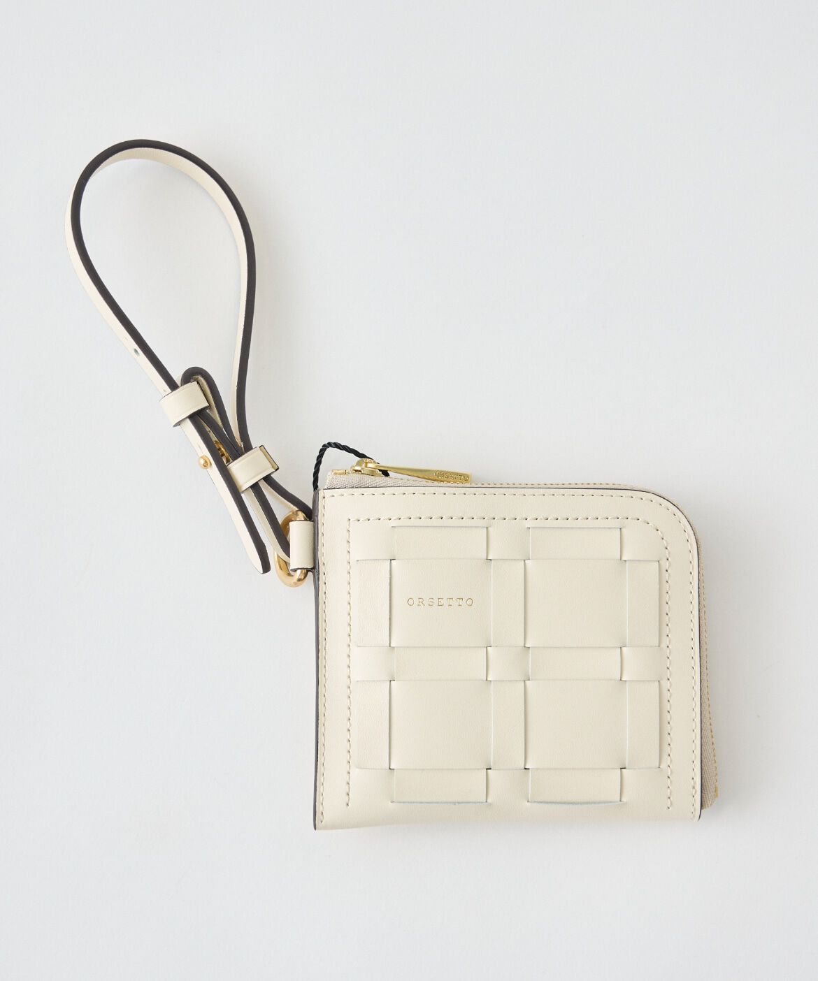 FAVORITE SUKINAMONO「RETEストラップ付きイントレチャートウォレット《ORSETTO》」|コインケース|オフホワイト1
