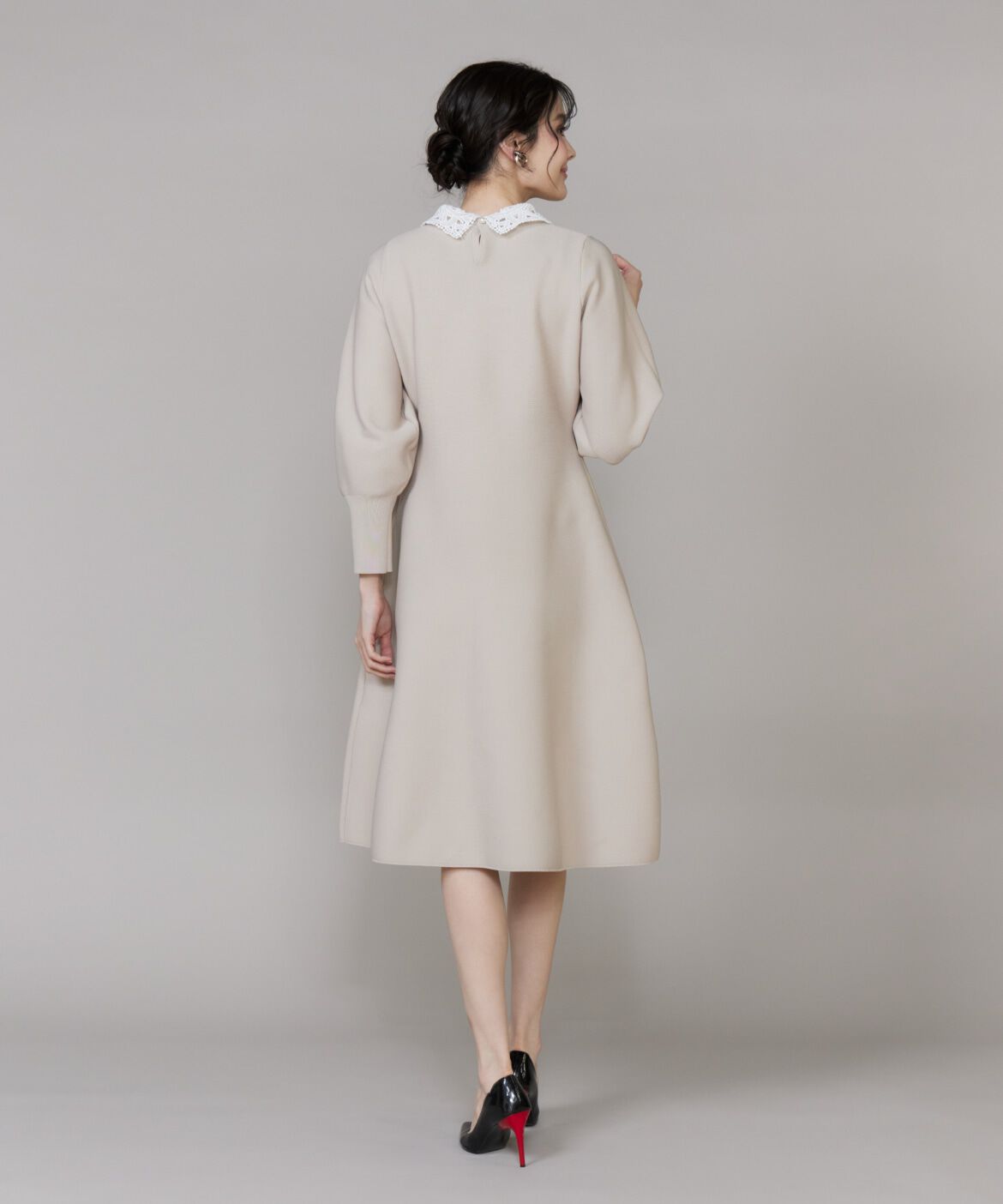 Maglie le cassetto「《大きいサイズ》衿レースニットワンピース《M Maglie le cassetto》」|ワンピース|