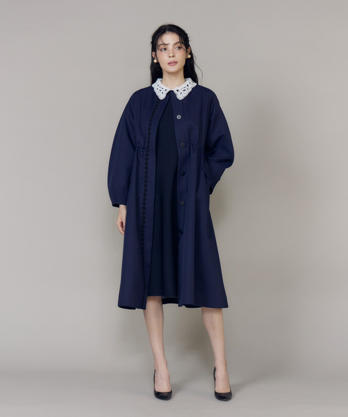 Maglie le cassetto「《大きいサイズ》衿レースニットワンピース《M Maglie le cassetto》」|ワンピース|