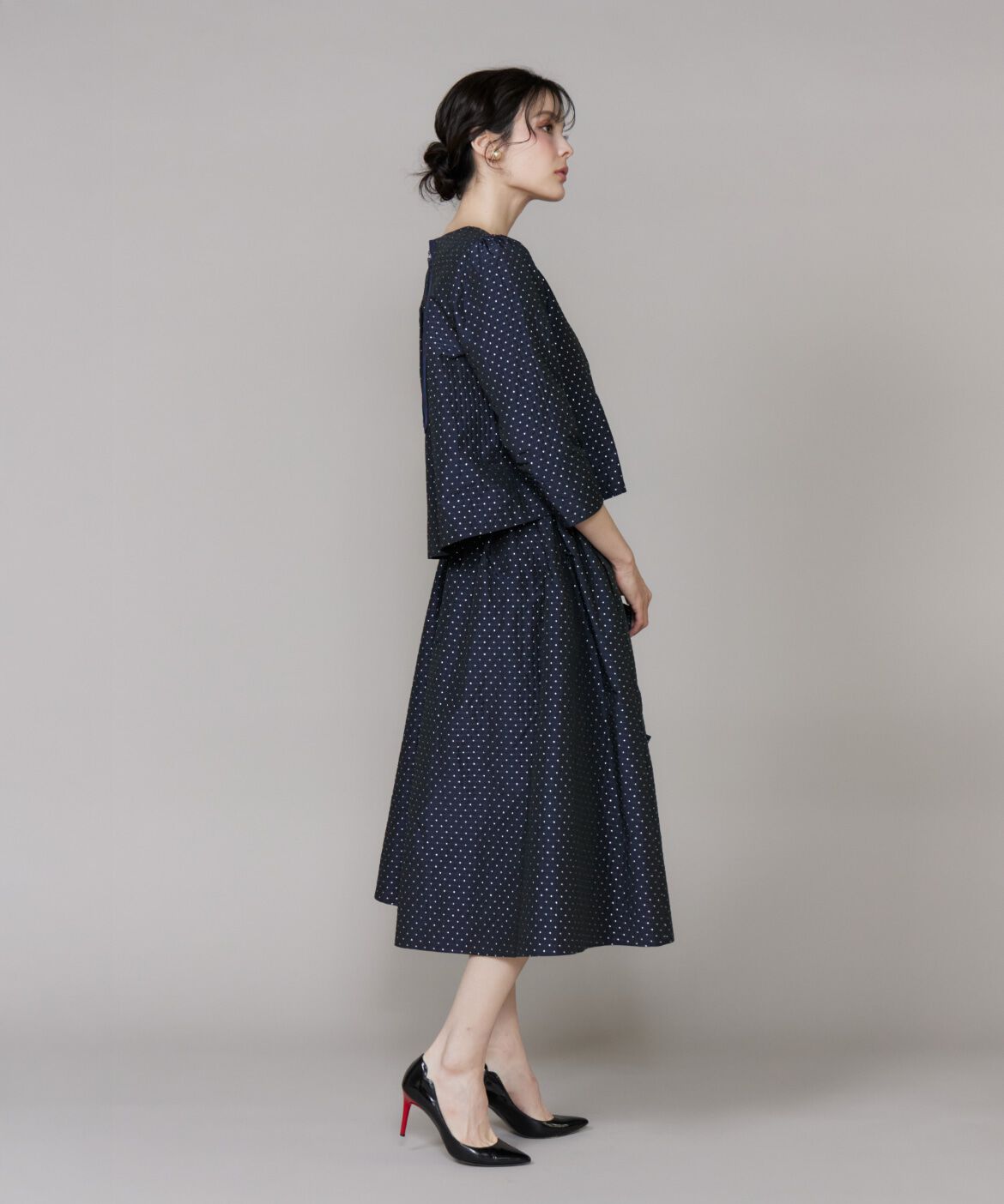 Maglie le cassetto「ラメドットジャガードスカート」|フレア|