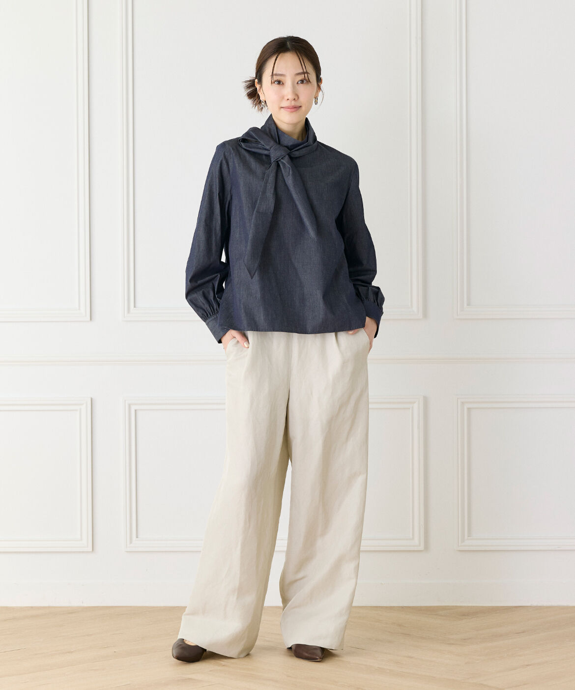 Le Souk「《大きいサイズ》ハイネックボウタイ付きブラウス　」|シャツ・ブラウス|