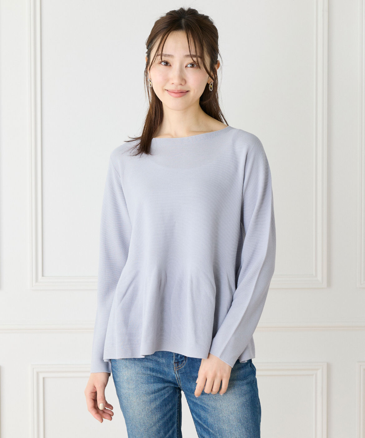 7-IDconcept.「ヘムフレア プルオーバー」|ニット・セーター|ブルーグレー4