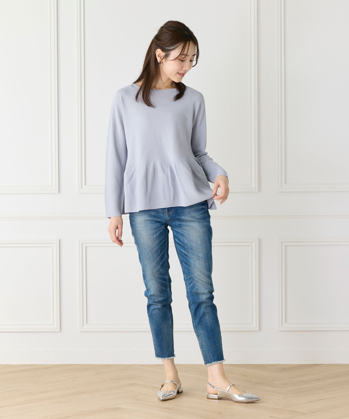 7-IDconcept.「《大きいサイズ》ヘムフレア プルオーバー」|ニット・セーター|