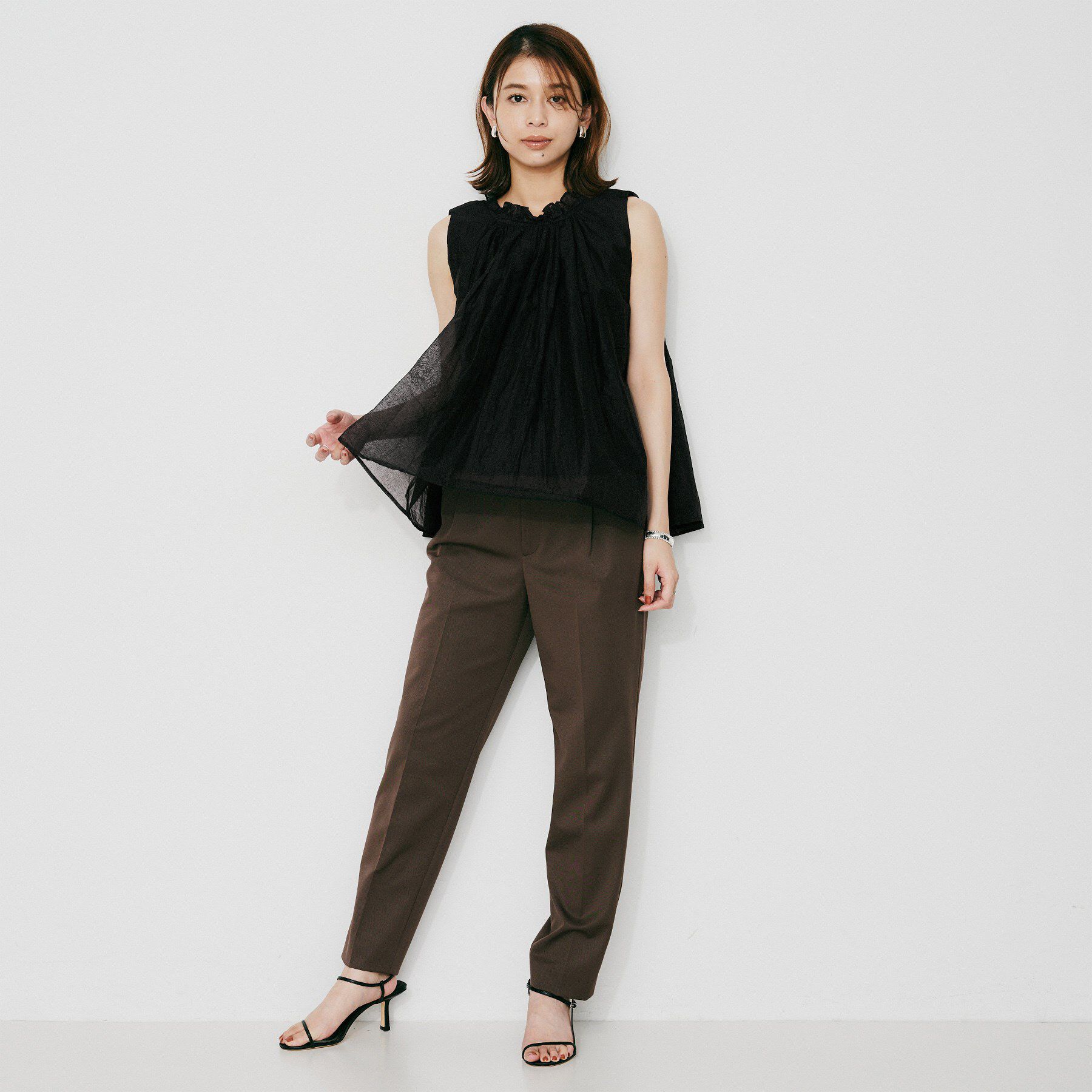 UNTITLED「【MARILYN MOON】シアースターチドコットンギャザーブラウス」|シャツ・ブラウス|