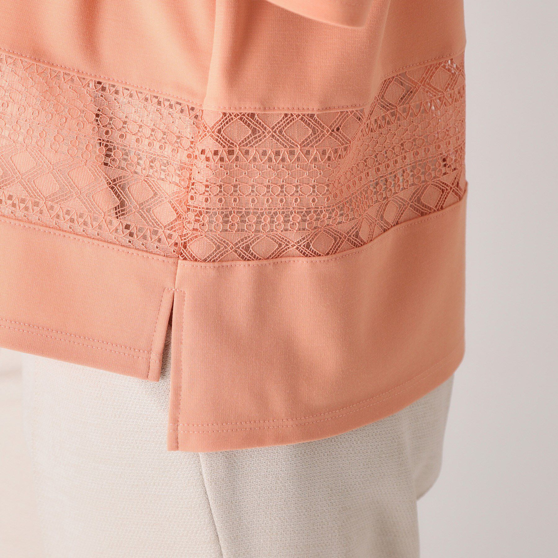 COUP DE CHANCE「【洗える／日本製】レース使いジャージトップス」|Tシャツ・カットソー|