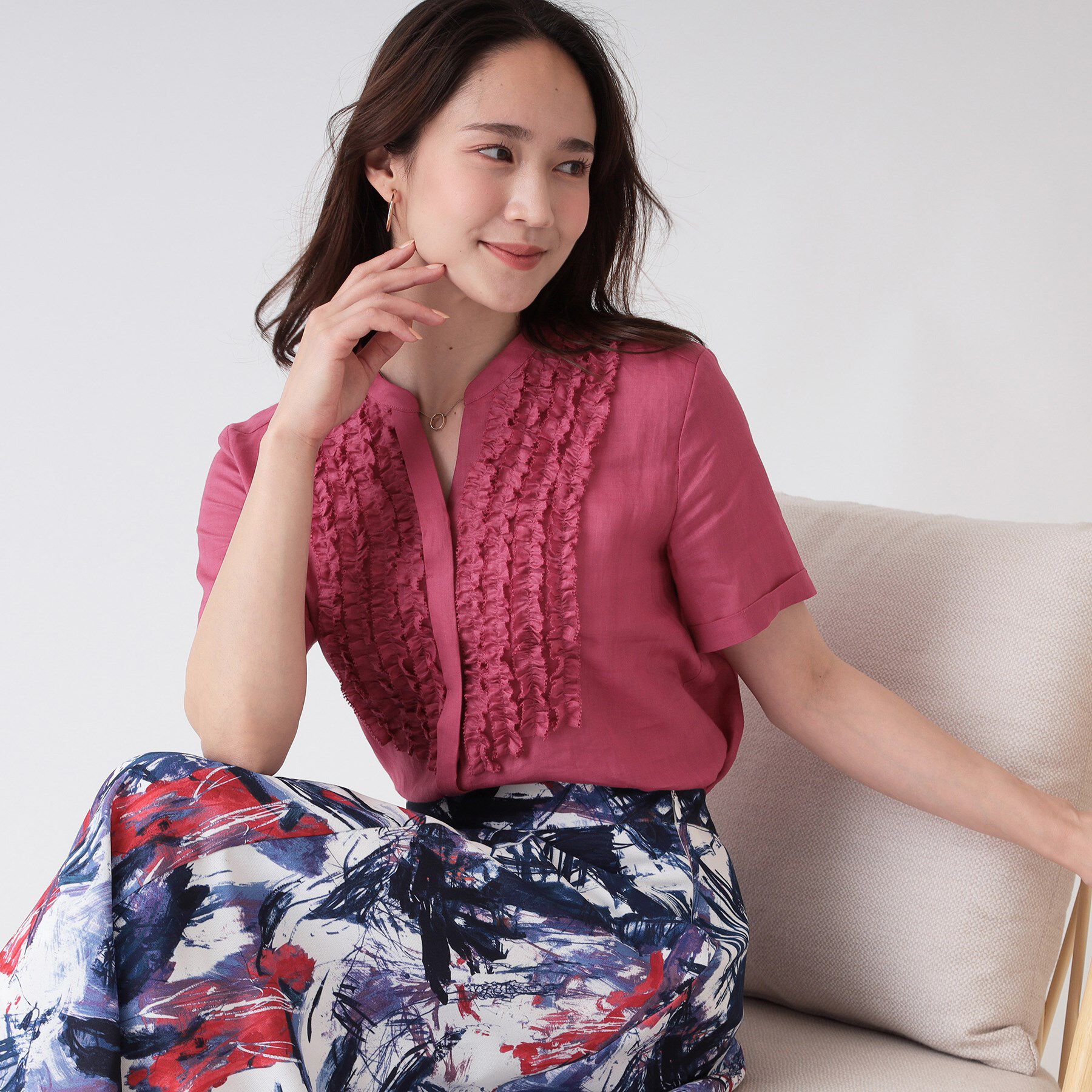 COUP DE CHANCE「【洗える／ラミー】フリルデザインブラウス」|シャツ・ブラウス|