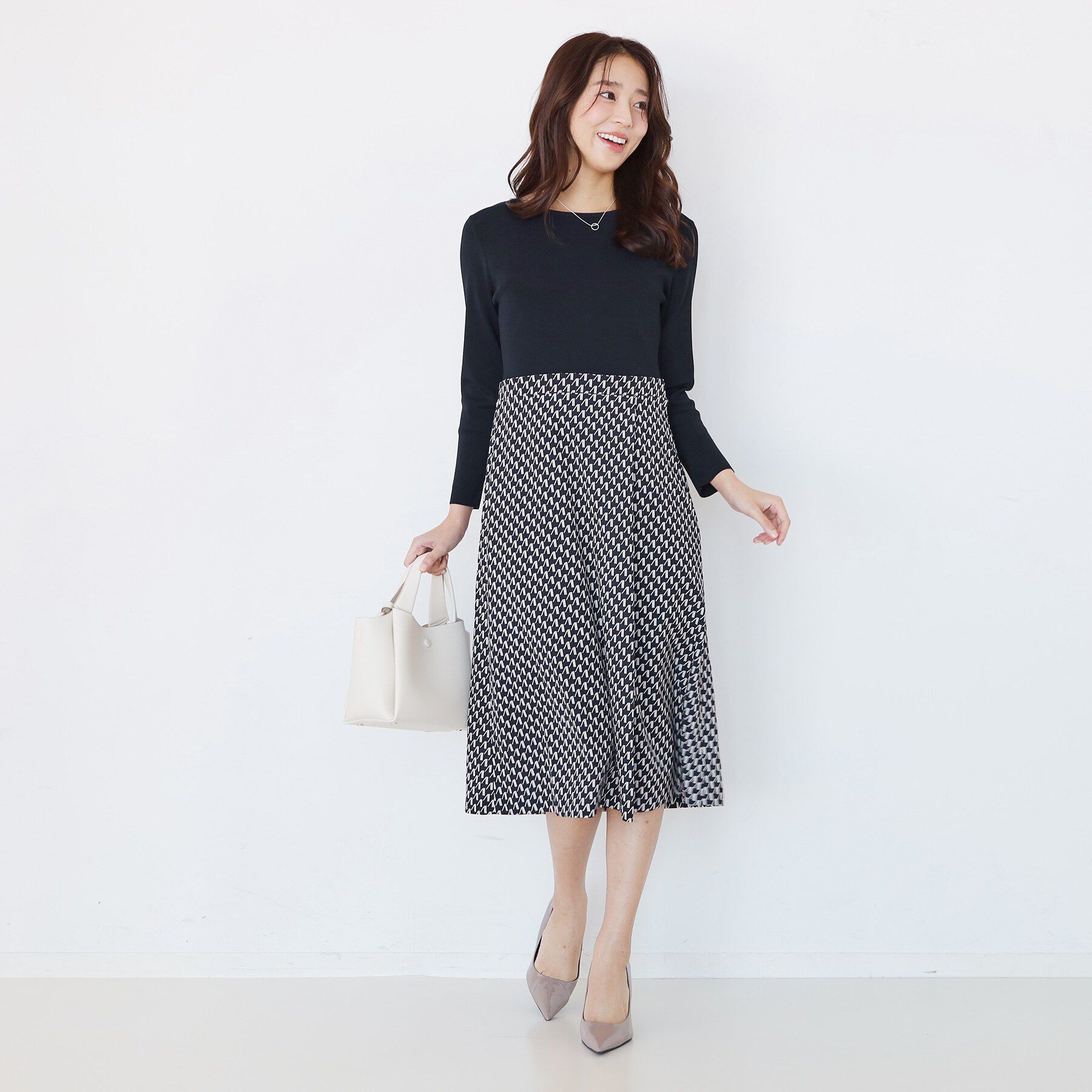 COUP DE CHANCE「【手洗い可】異素材ドッキングワンピース」|ワンピース|