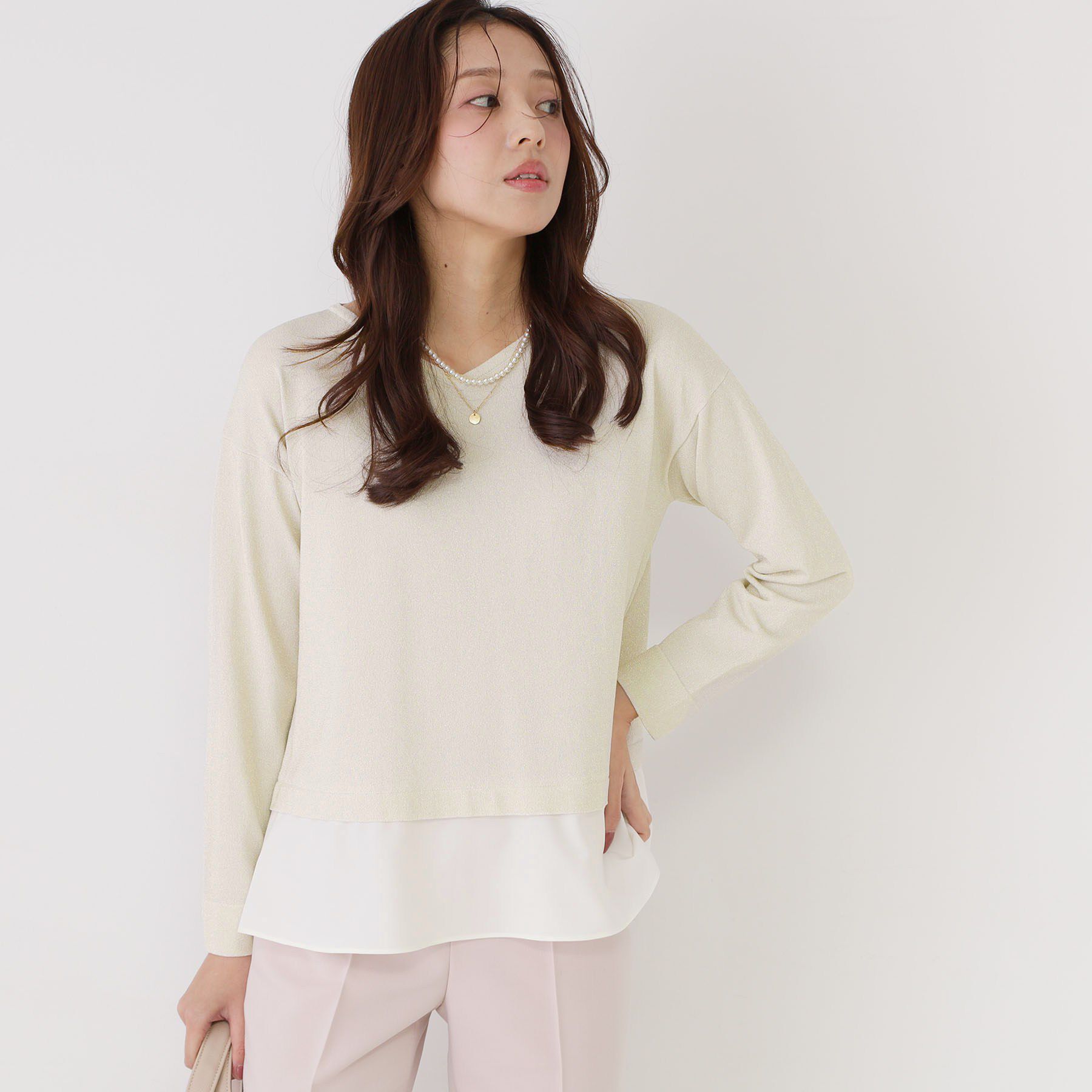 COUP DE CHANCE「【洗える】レイヤード風デザインのニットトップス」|ニット・セーター|