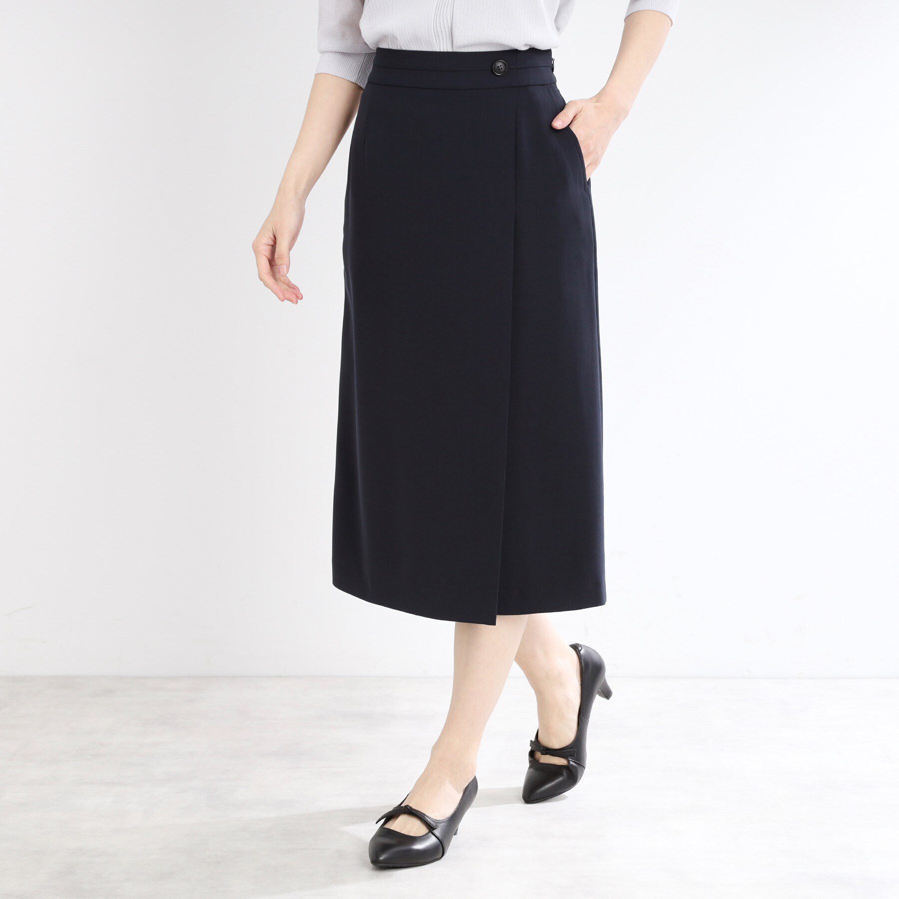 Reflect「【UVカット／洗える／セットアップ可】ラップ風ナロースカート」|スカート|