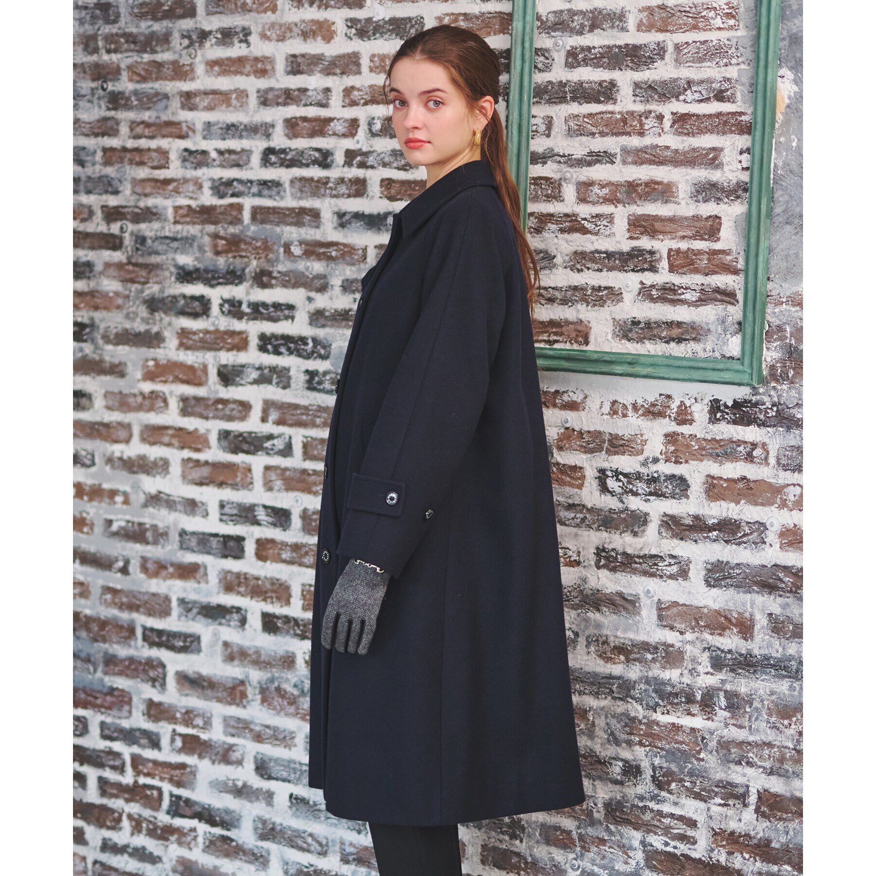 DRESSTERIOR「【大人百花冬号掲載　モデル美香さん着用】Super110sウールAラインステンカラーコート」|ステンカラーコート|