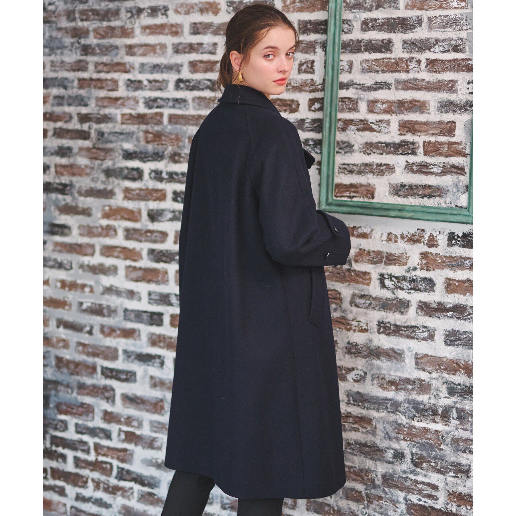 DRESSTERIOR「【大人百花冬号掲載　モデル美香さん着用】Super110sウールAラインステンカラーコート」|ステンカラーコート|