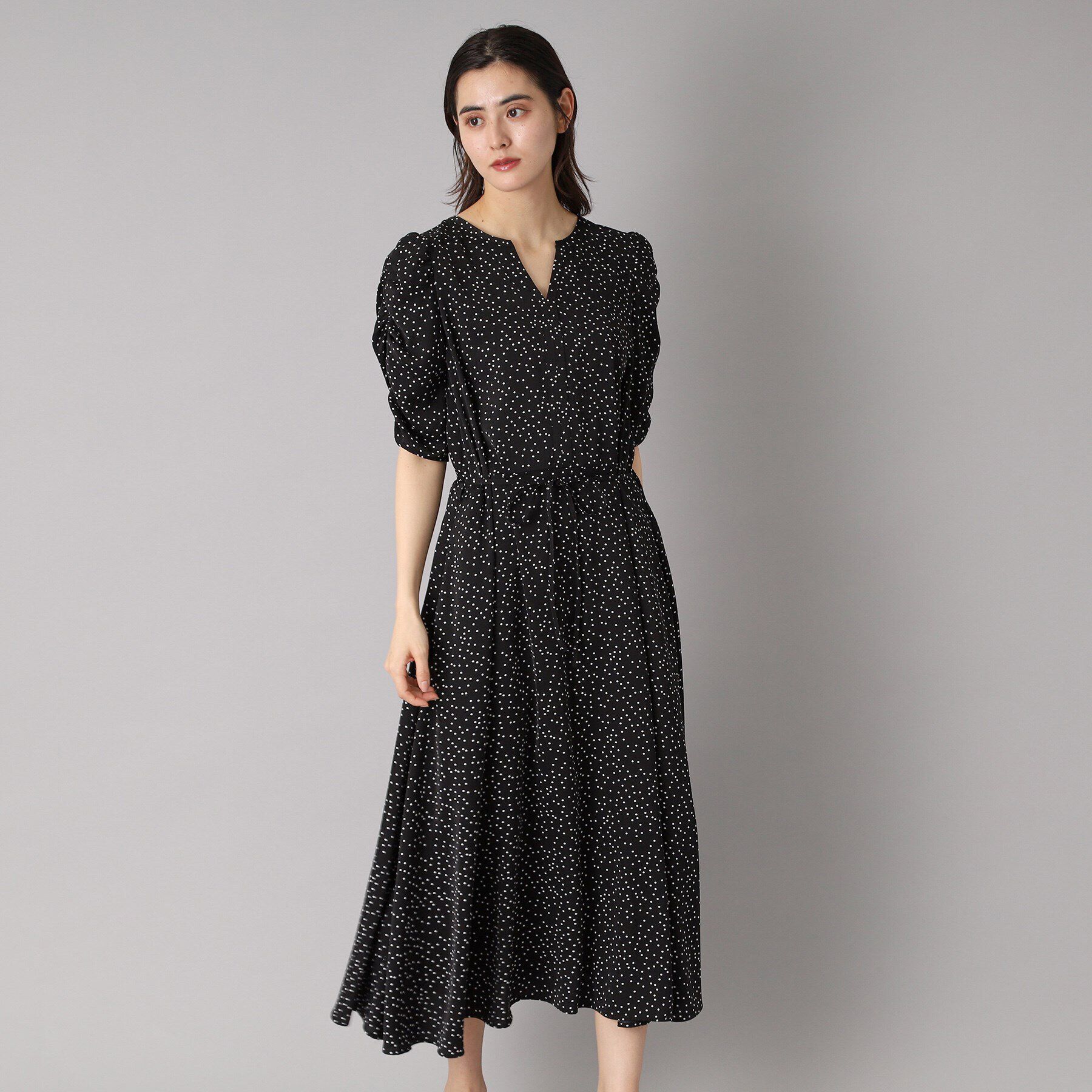 DRESSTERIOR「【ポケット付き/ドット柄】ドットハーフスリーブワンピース」|ワンピース|