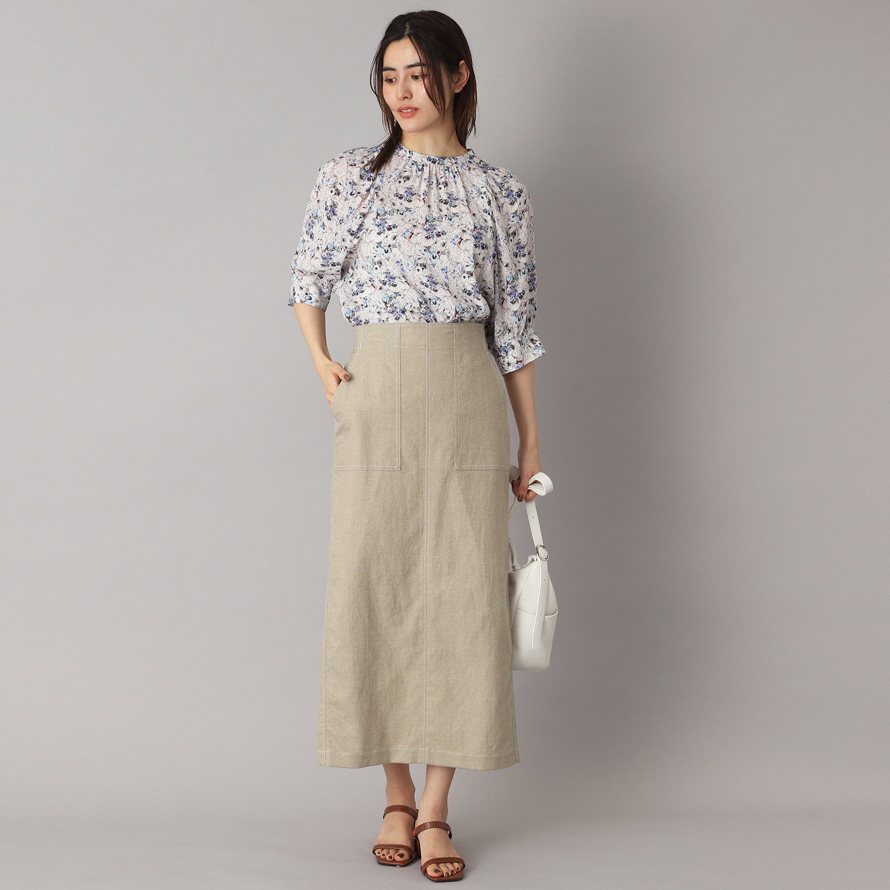 DRESSTERIOR「【洗える/後ろウエストゴム】リネンブレンドタイトスカート」|スカート|