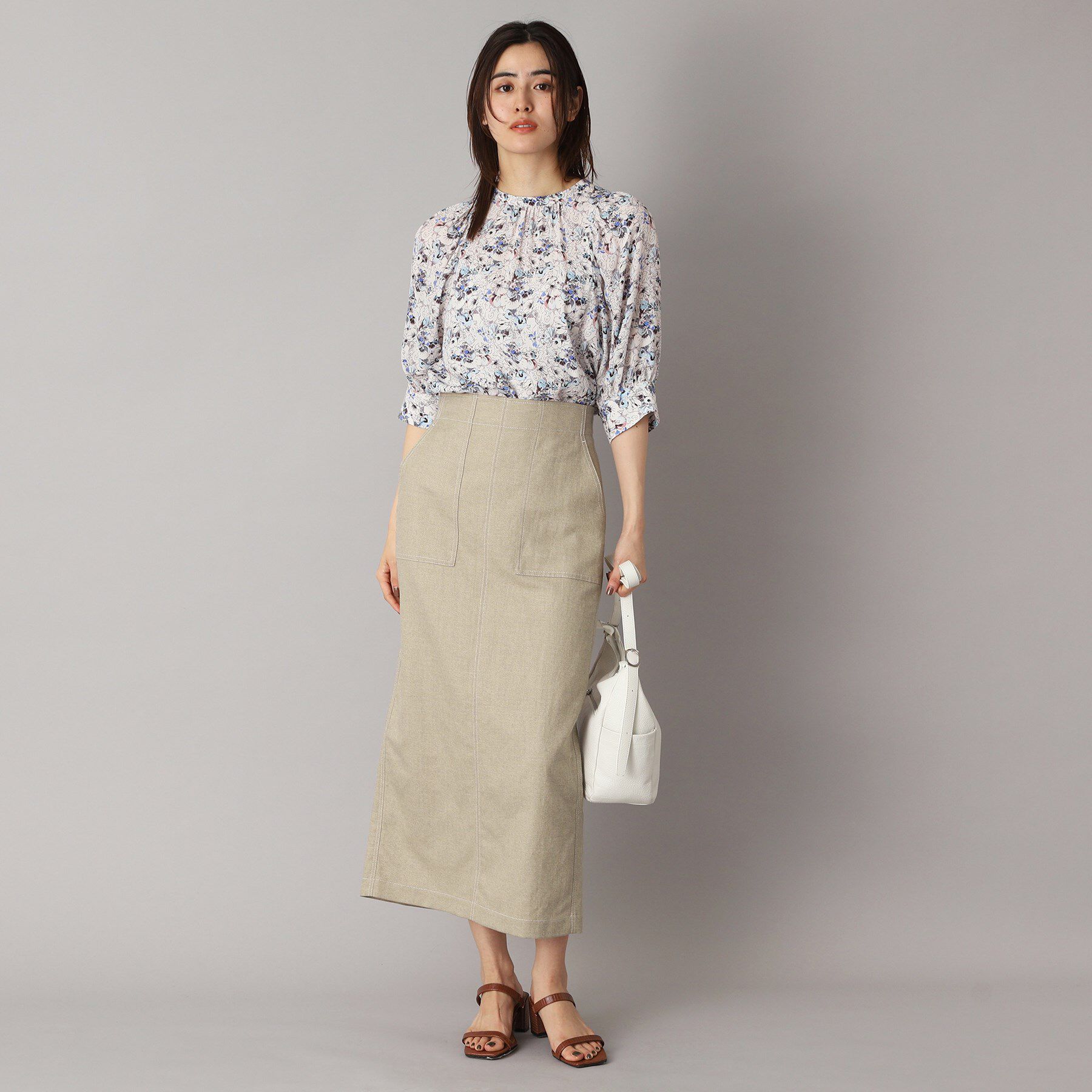 DRESSTERIOR「【洗える/後ろウエストゴム】リネンブレンドタイトスカート」|スカート|