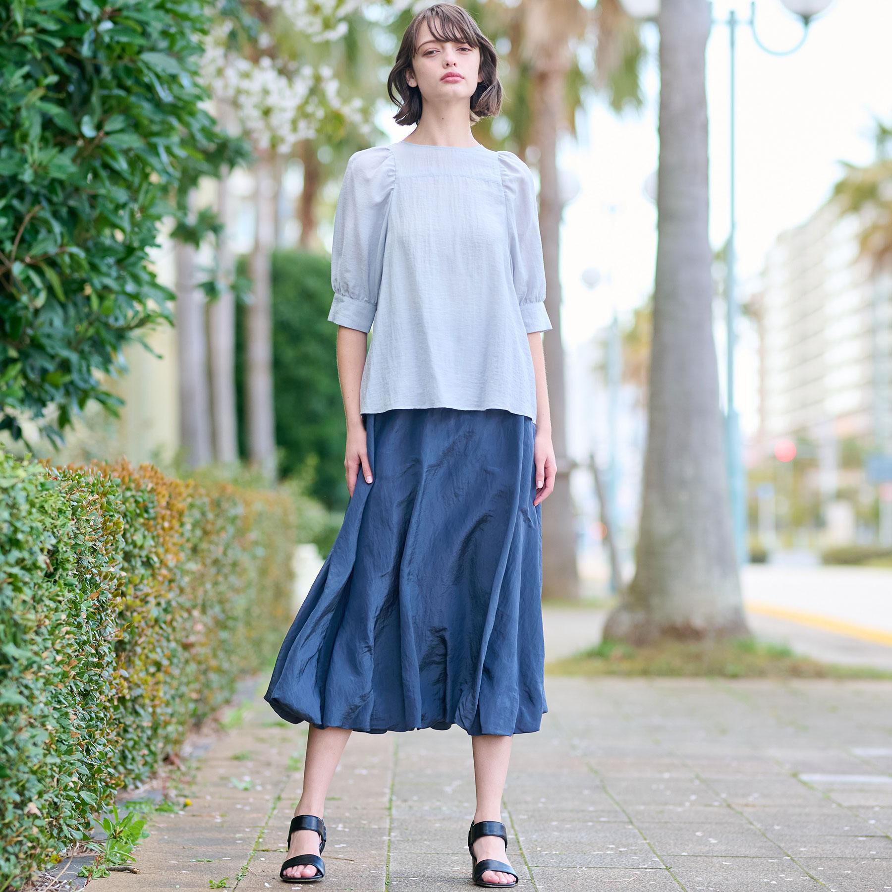 DRESSTERIOR「【洗える/清涼感】ボリュームスリーブバックジップブラウス」|シャツ・ブラウス|