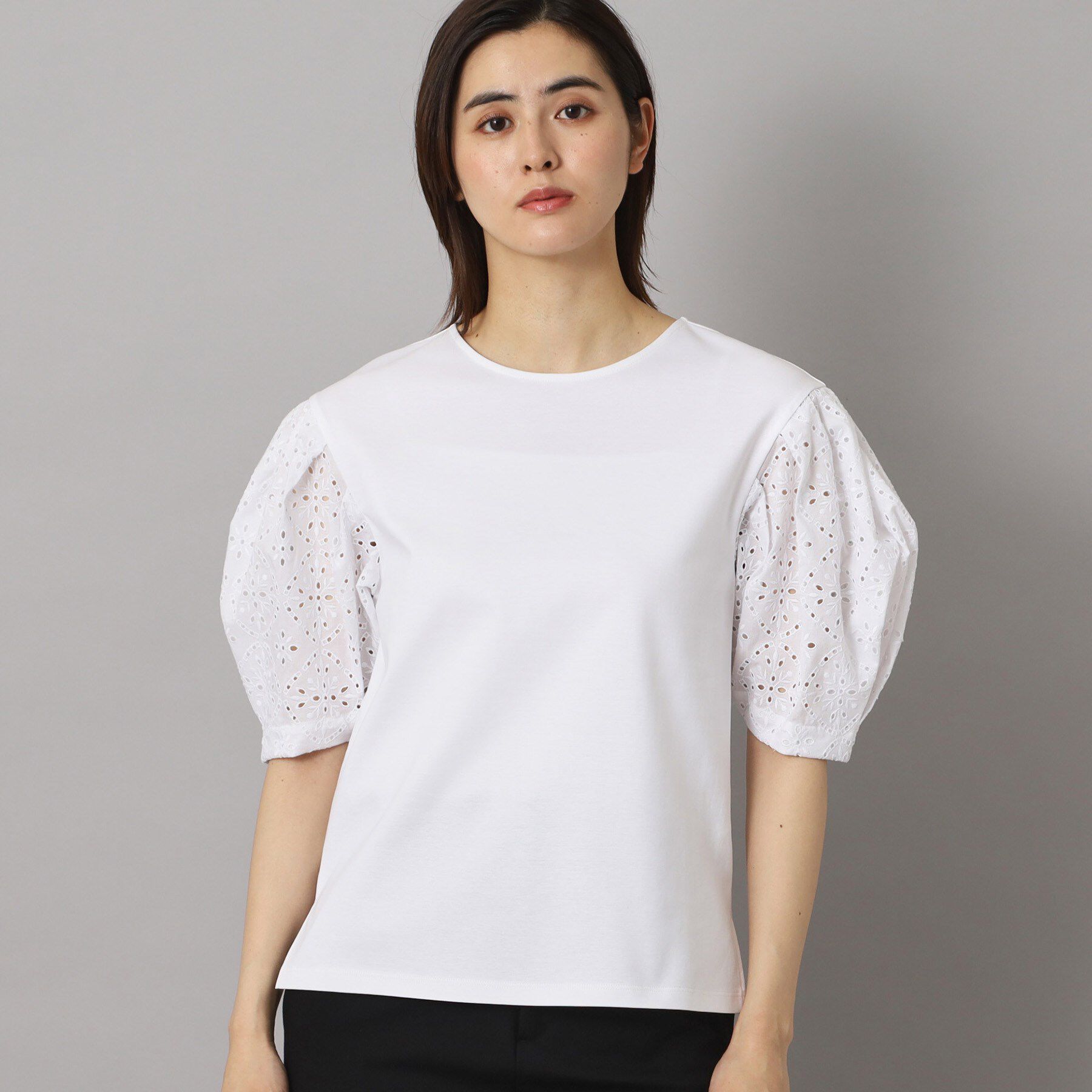 DRESSTERIOR「【接触冷感/UVカット】レーススリーブカットソー」|Tシャツ・カットソー|