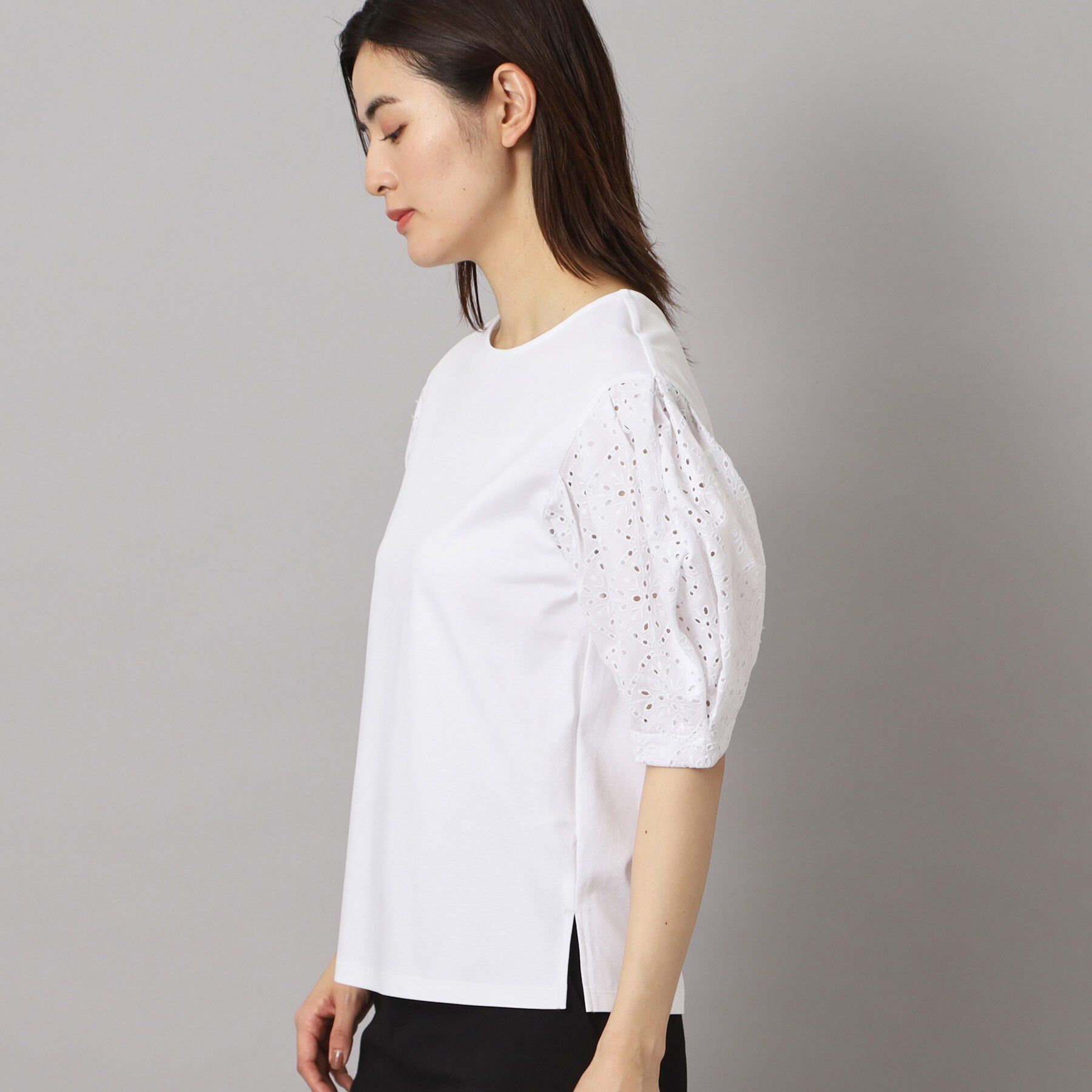 DRESSTERIOR「【接触冷感/UVカット】レーススリーブカットソー」|Tシャツ・カットソー|