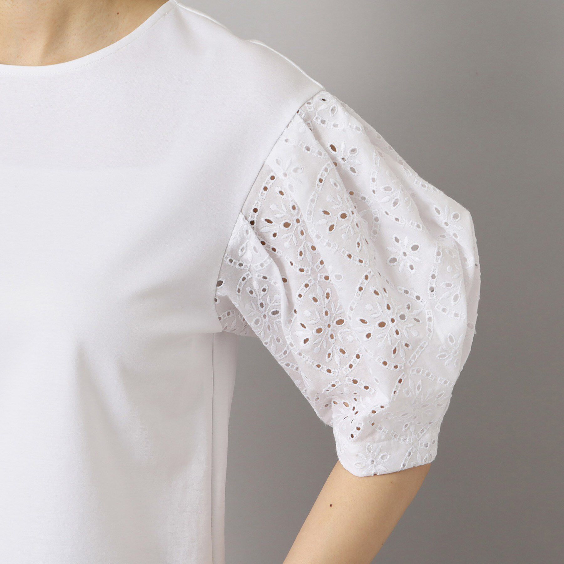 DRESSTERIOR「【接触冷感/UVカット】レーススリーブカットソー」|Tシャツ・カットソー|