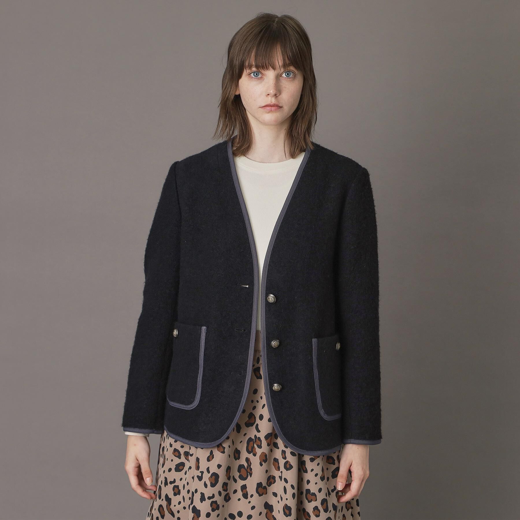 DRESSTERIOR「チロリアンニットジャケット」|ノーカラージャケット|