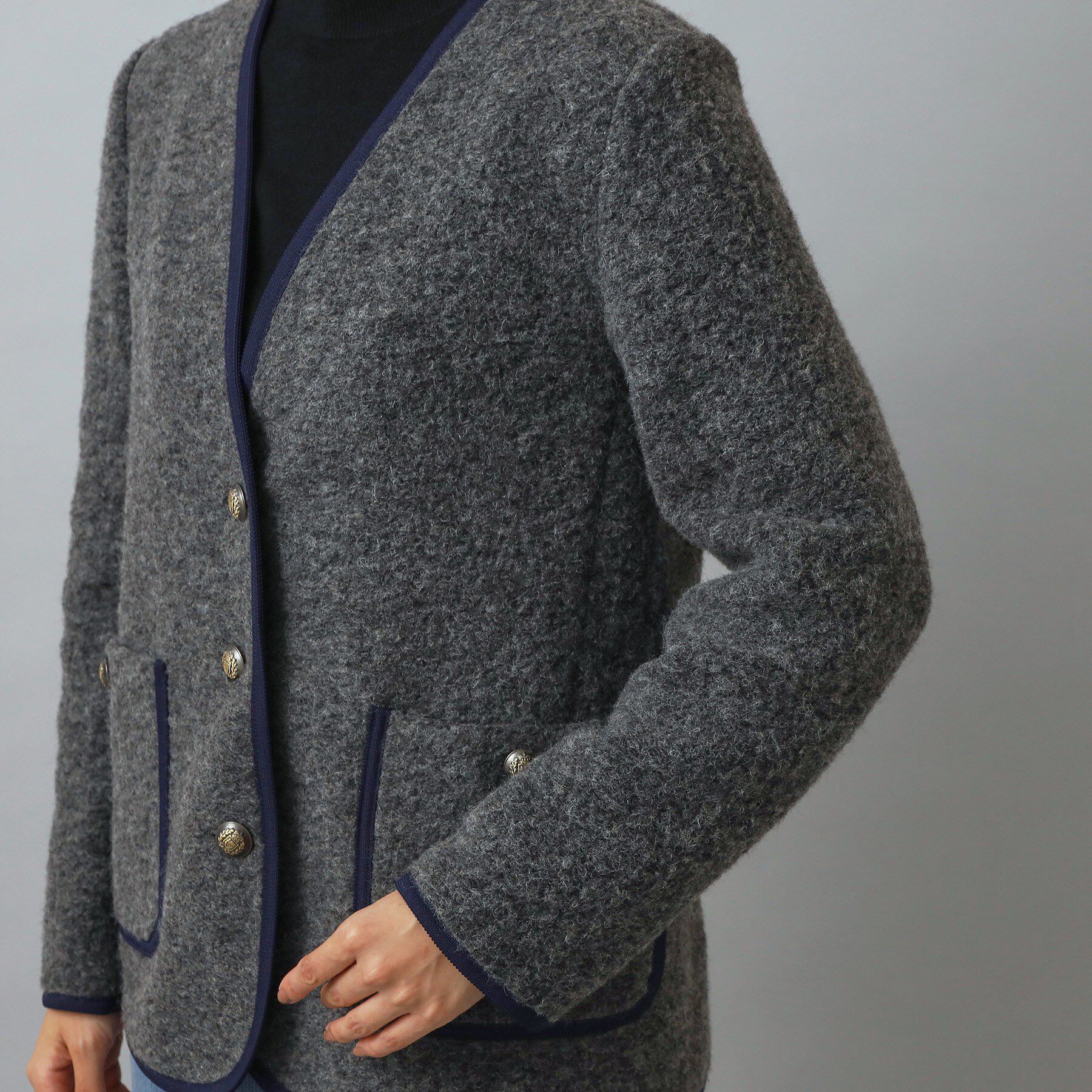 DRESSTERIOR「チロリアンニットジャケット」|ノーカラージャケット|