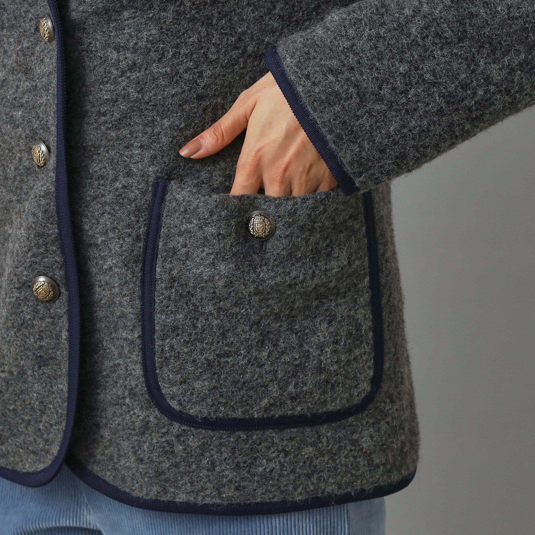 DRESSTERIOR「チロリアンニットジャケット」|ノーカラージャケット|