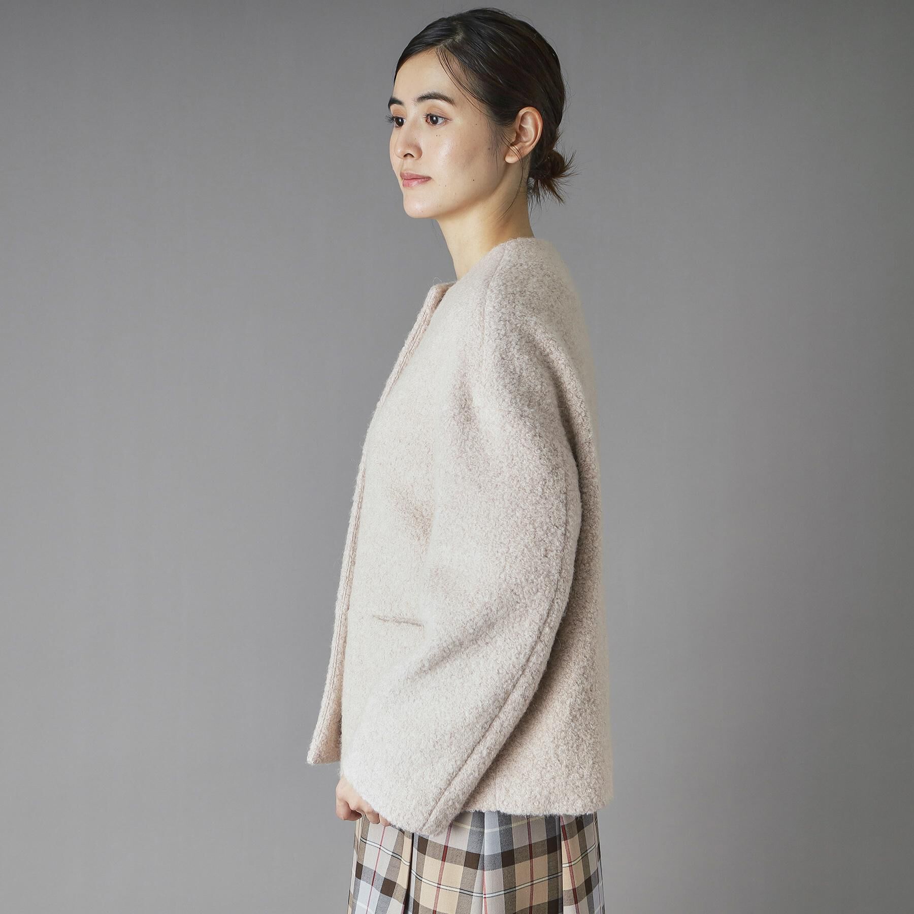 DRESSTERIOR「【CLASSY.12月号掲載】ループヤーンショートジャケット」|ノーカラーコート|