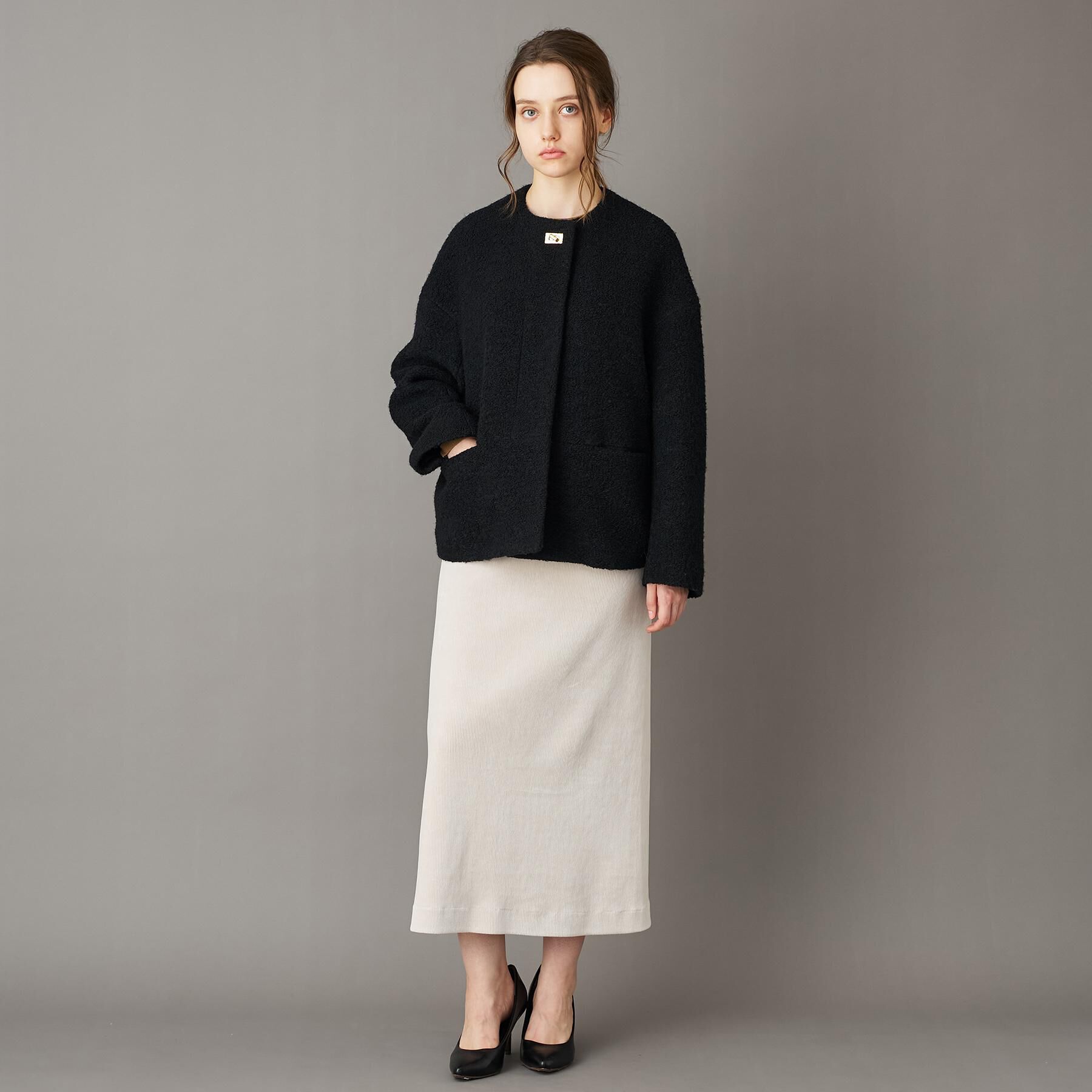 DRESSTERIOR「【CLASSY.12月号掲載】ループヤーンショートジャケット」|ノーカラーコート|