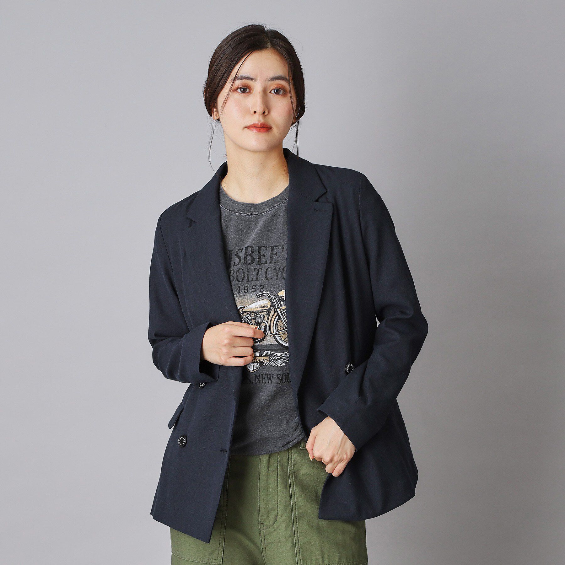 DRESSTERIOR「リネンブレンドオックスダブルジャケット」|テーラードジャケット|