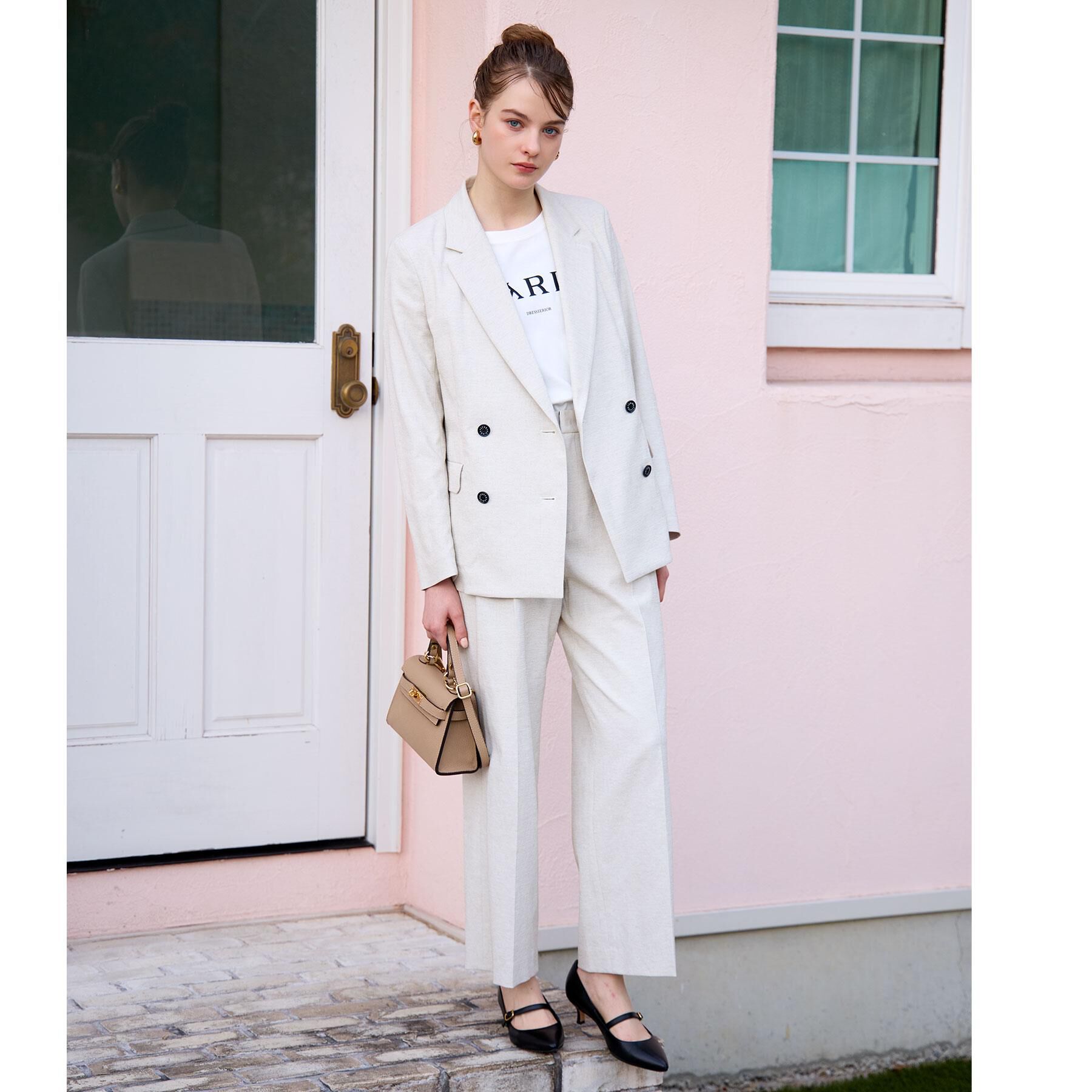 DRESSTERIOR「リネンブレンドオックスダブルジャケット」|テーラードジャケット|