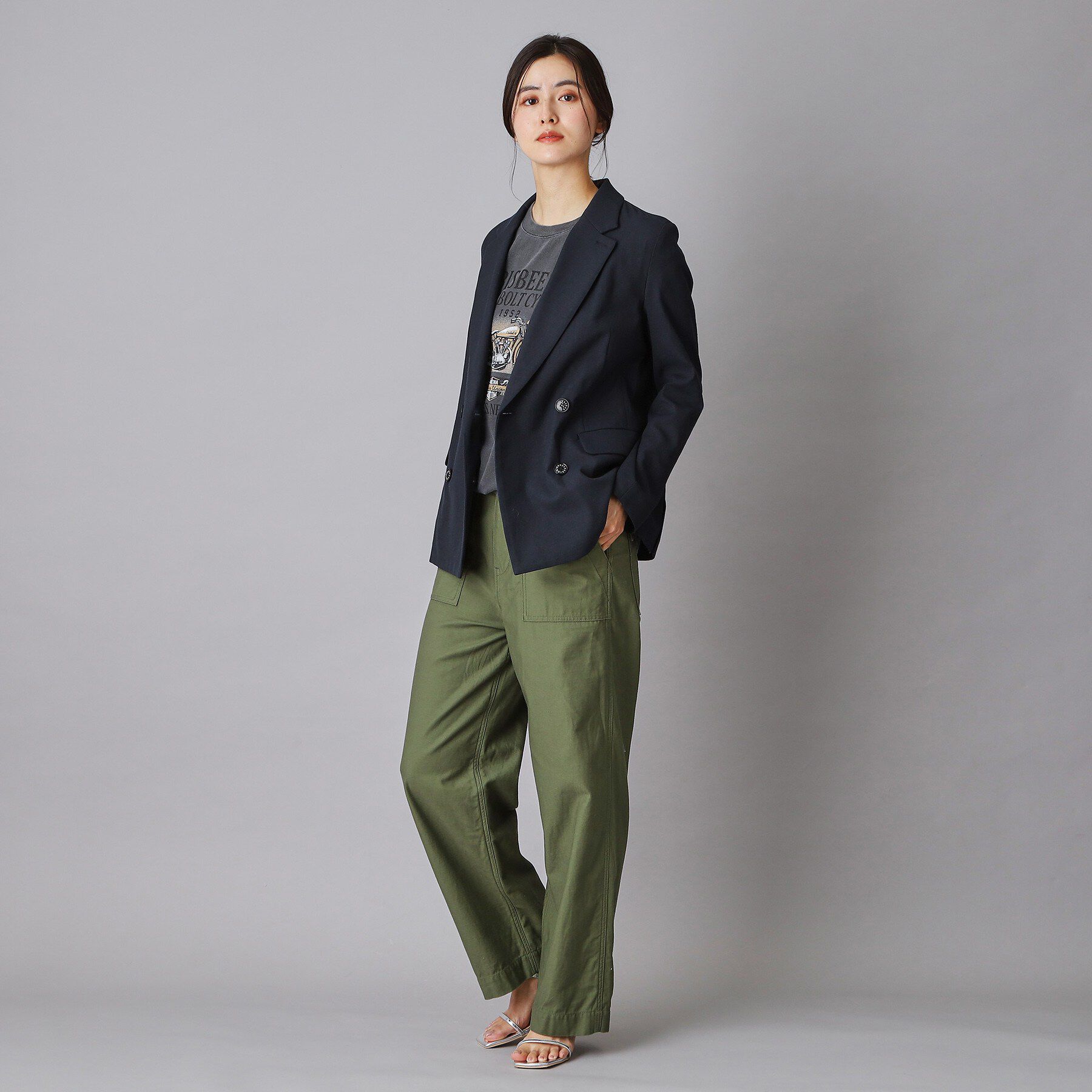 DRESSTERIOR「リネンブレンドオックスダブルジャケット」|テーラードジャケット|