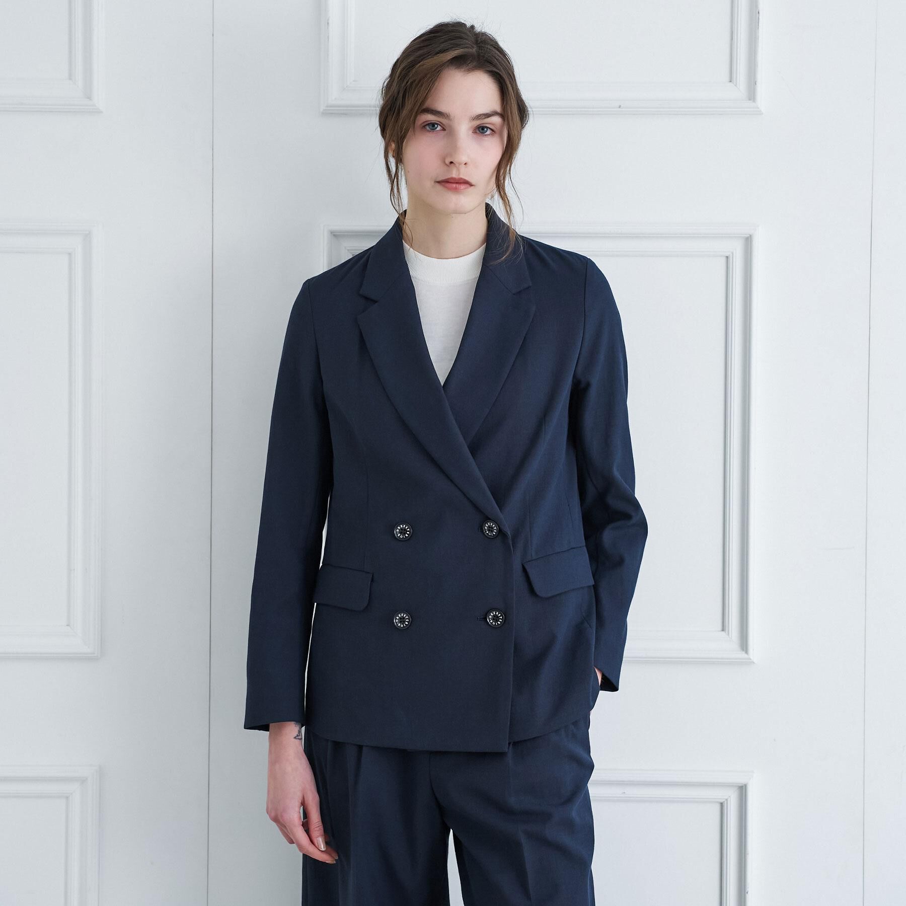 DRESSTERIOR「リネンブレンドオックスダブルジャケット」|テーラードジャケット|