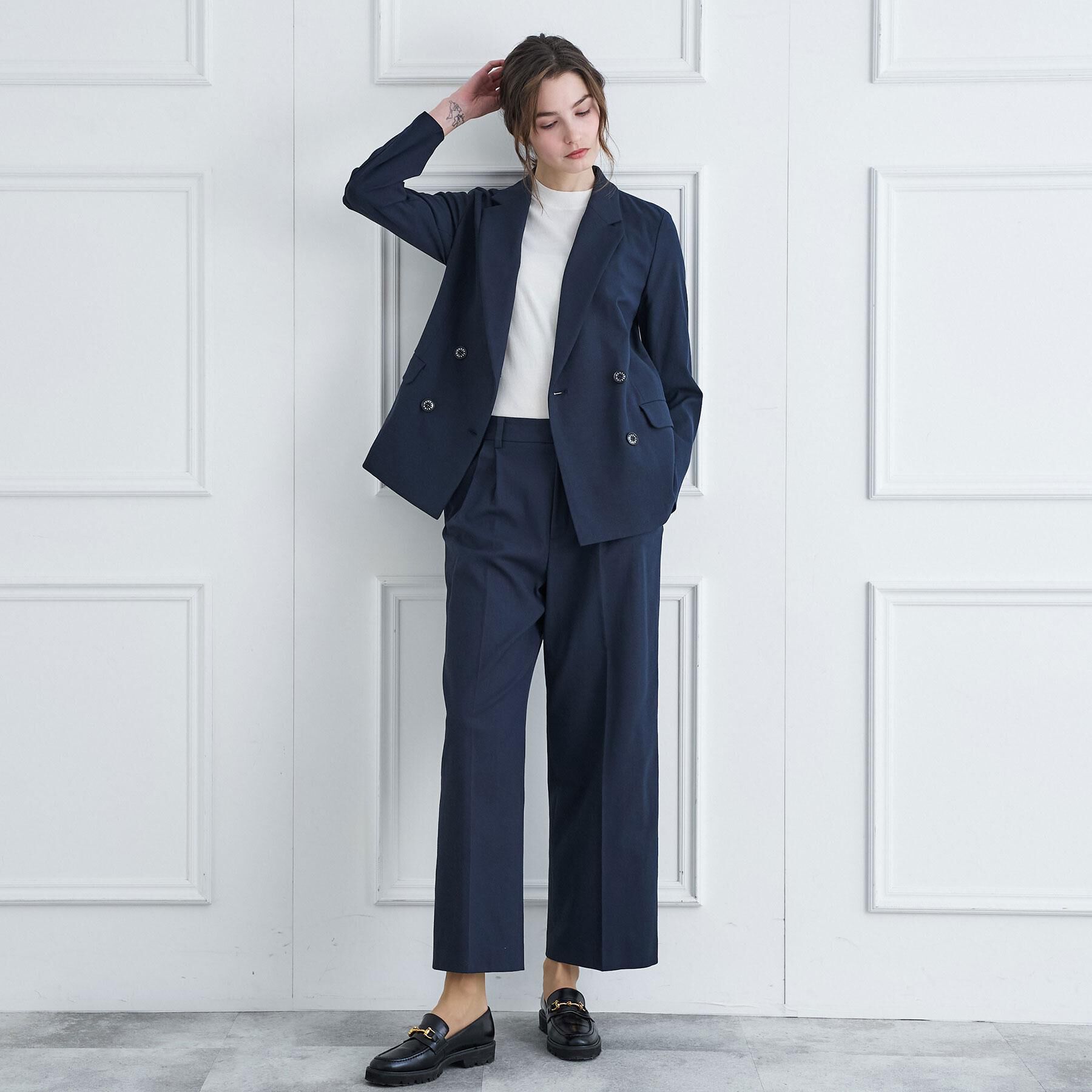 DRESSTERIOR「リネンブレンドオックスダブルジャケット」|テーラードジャケット|