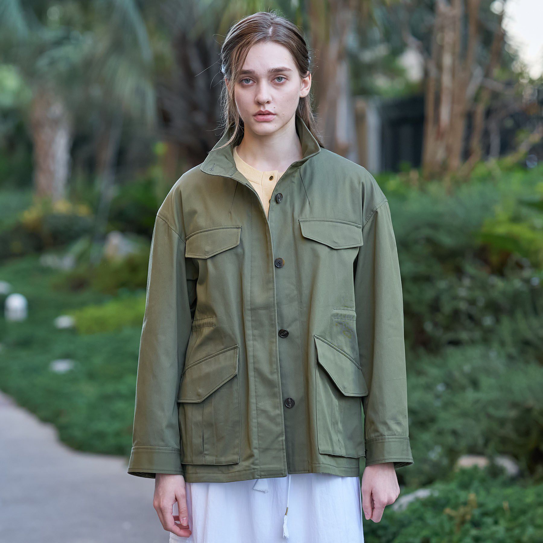 DRESSTERIOR「コンパクトコットンミリタリーブルゾン」|ブルゾン・スタジャン|オリーブグリーン(0