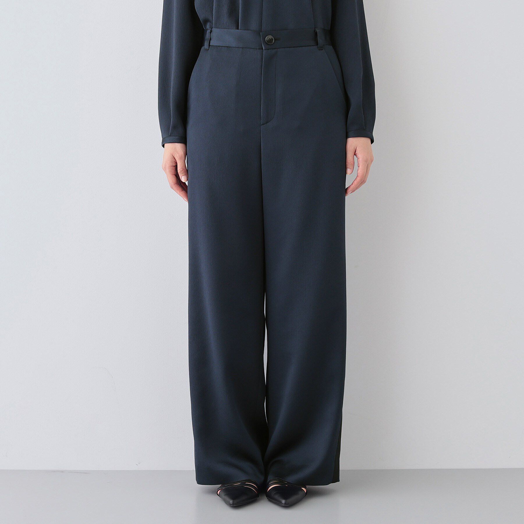 INDIVI「【日本製／SETUP可能】サイドライン ワイドパンツ」|その他|