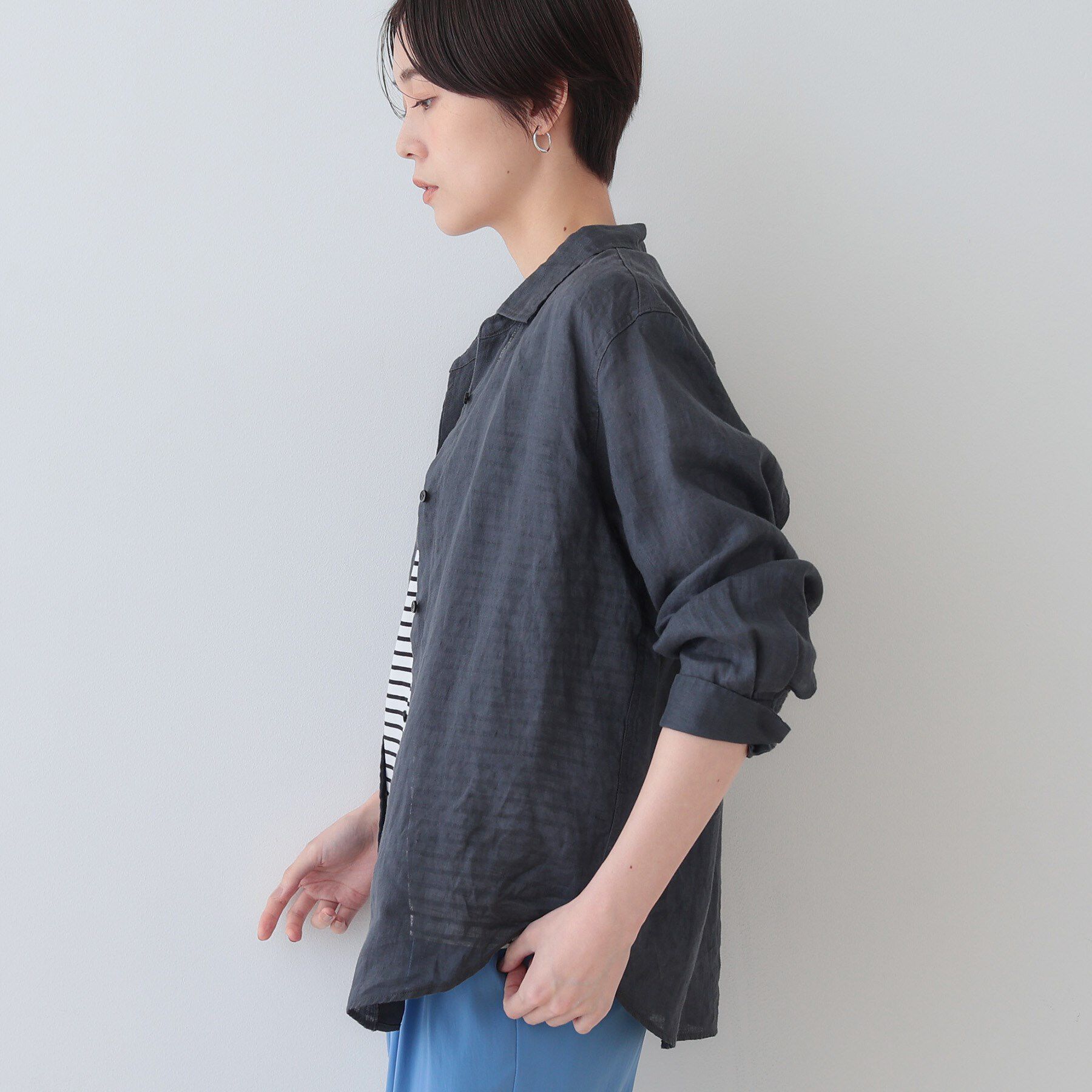 INDIVI「【毎年人気！／フレンチリネン】ベーシックシャツ」|シャツ・ブラウス|