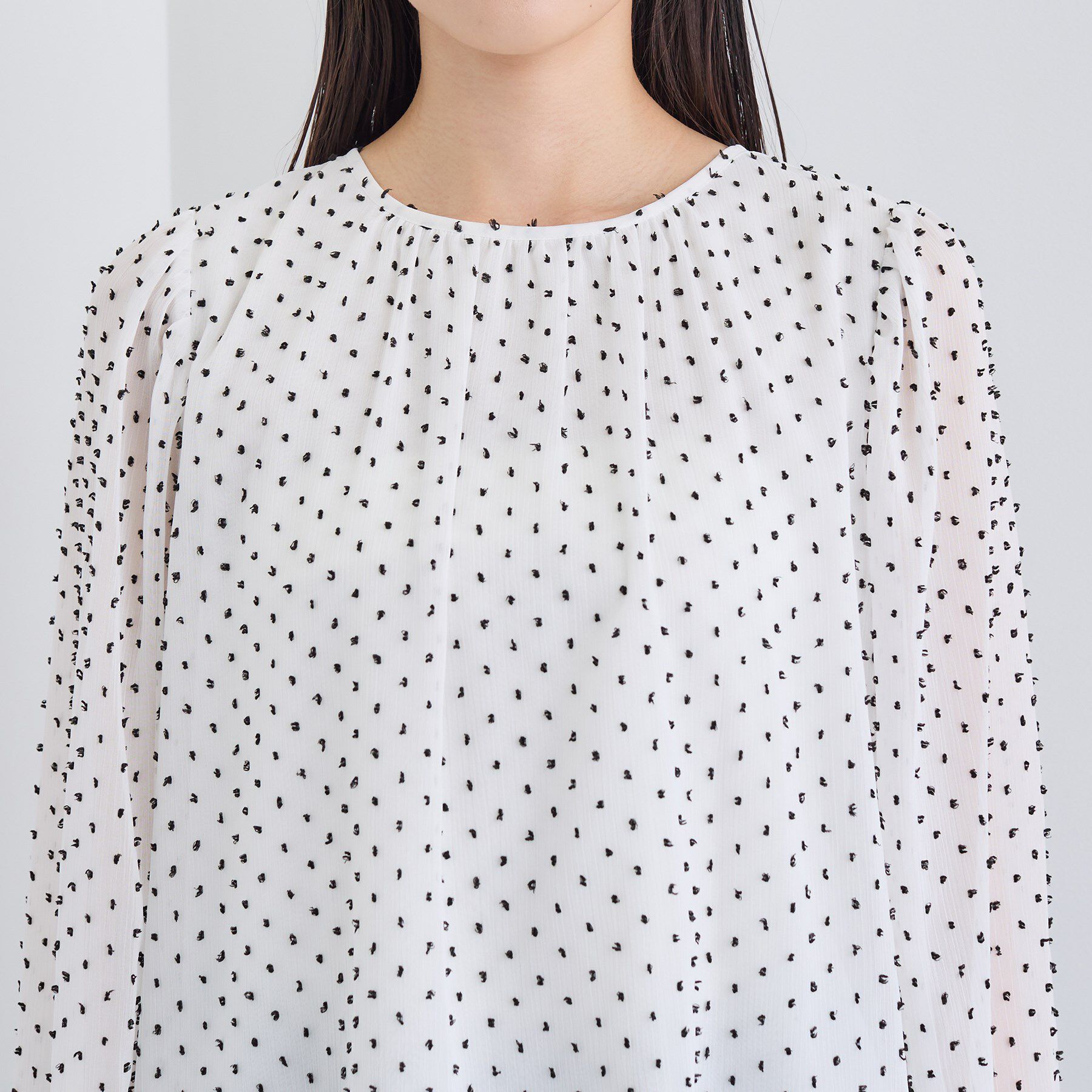 INDIVI「【袖コンシャス】シアードットブラウス」|シャツ・ブラウス|