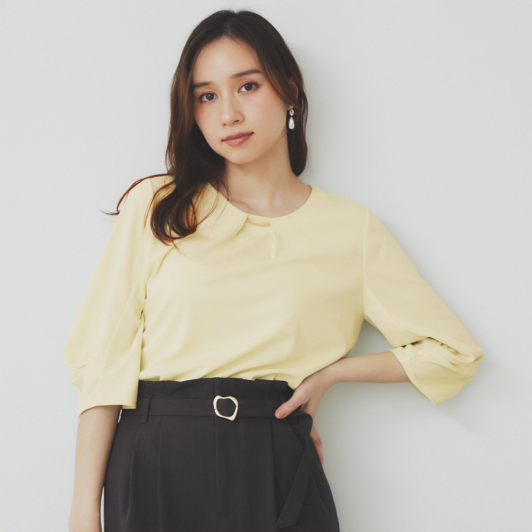 index「《5color》タックスリーブプルオーバー【UV/吸水速乾/接触冷感/洗濯機洗い可】」|Tシャツ・カットソー|ライトイエロー(03